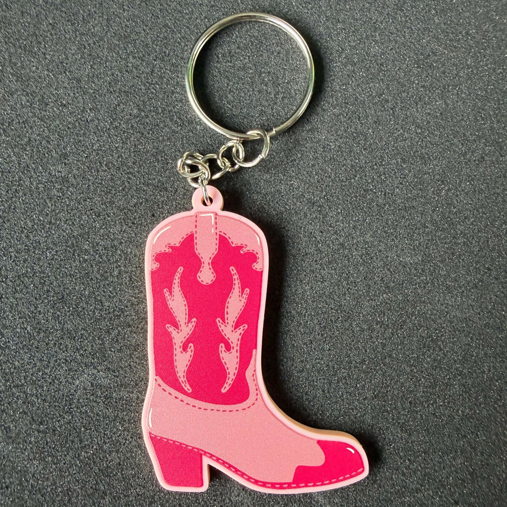 Pink Cowgirl Boot - Recycled Acrylic Keychain