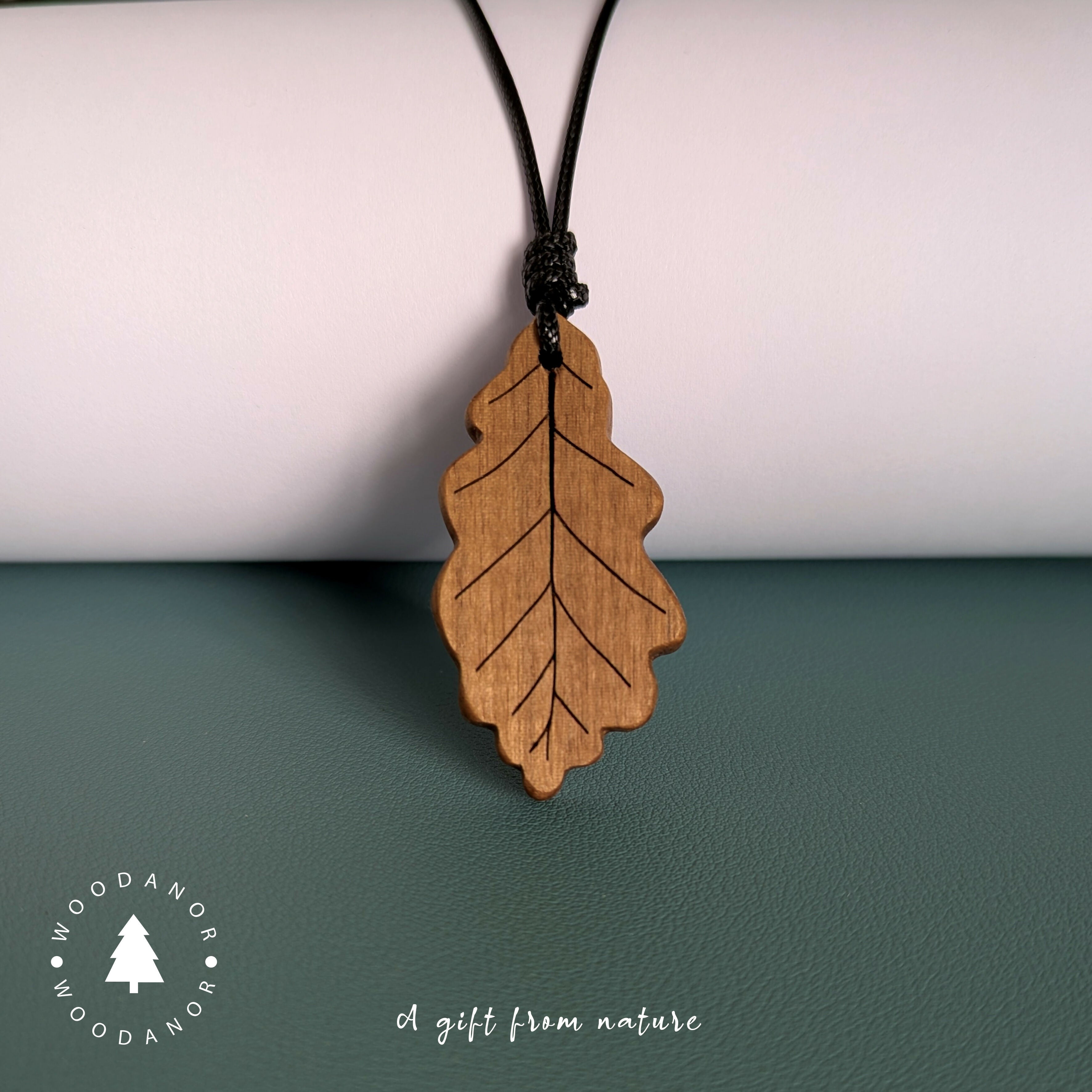 Handcrafted Oak Leaf Wooden Pendant
