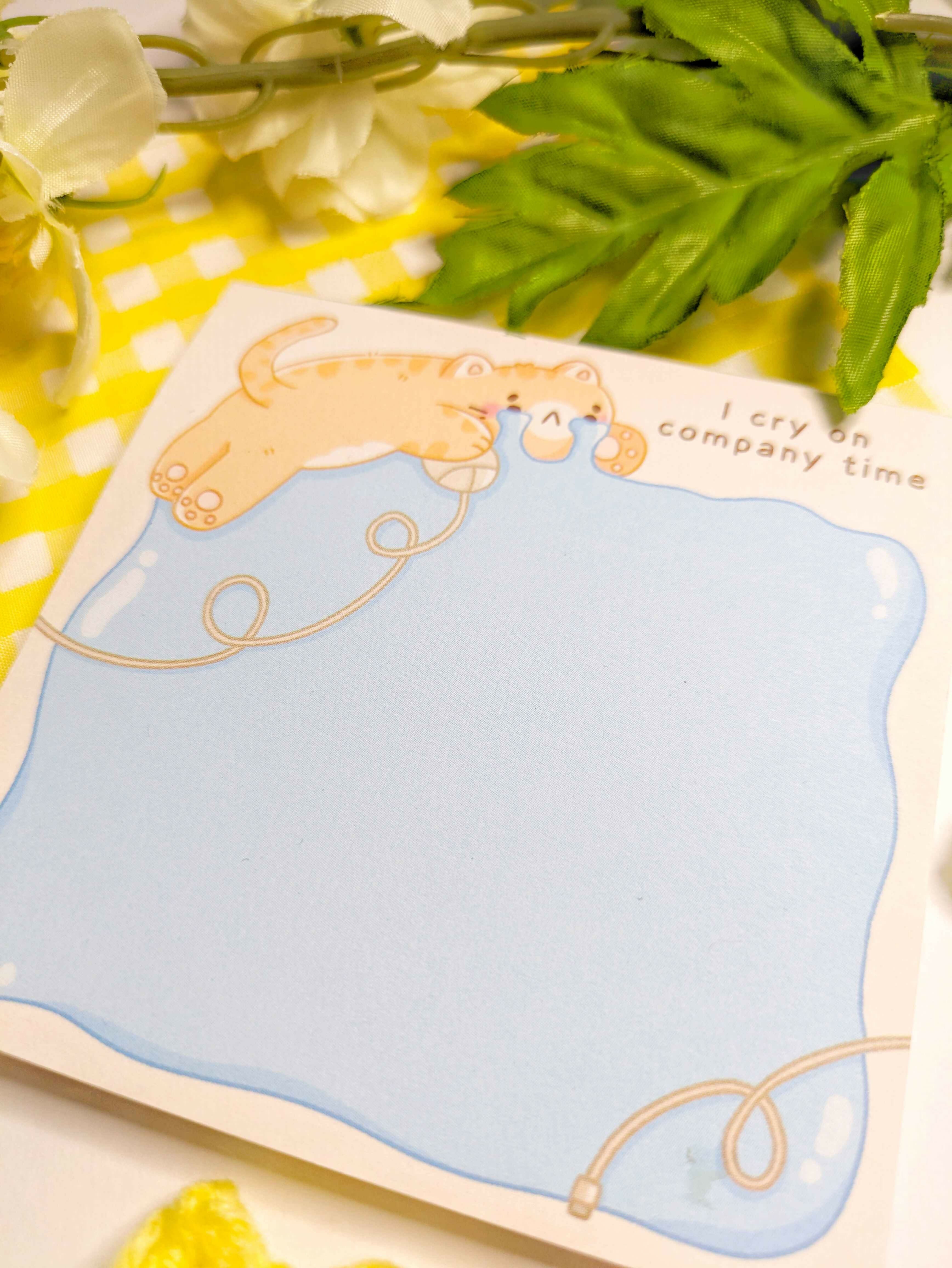 Crying Cat - 10cm Square Memo Pad
