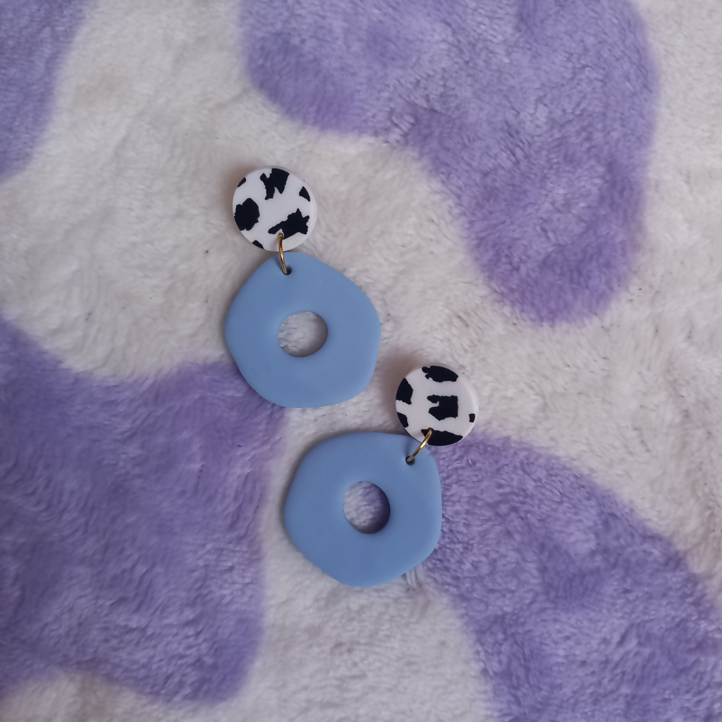 Polymer Clay Organic Donut Cow Print Earrings