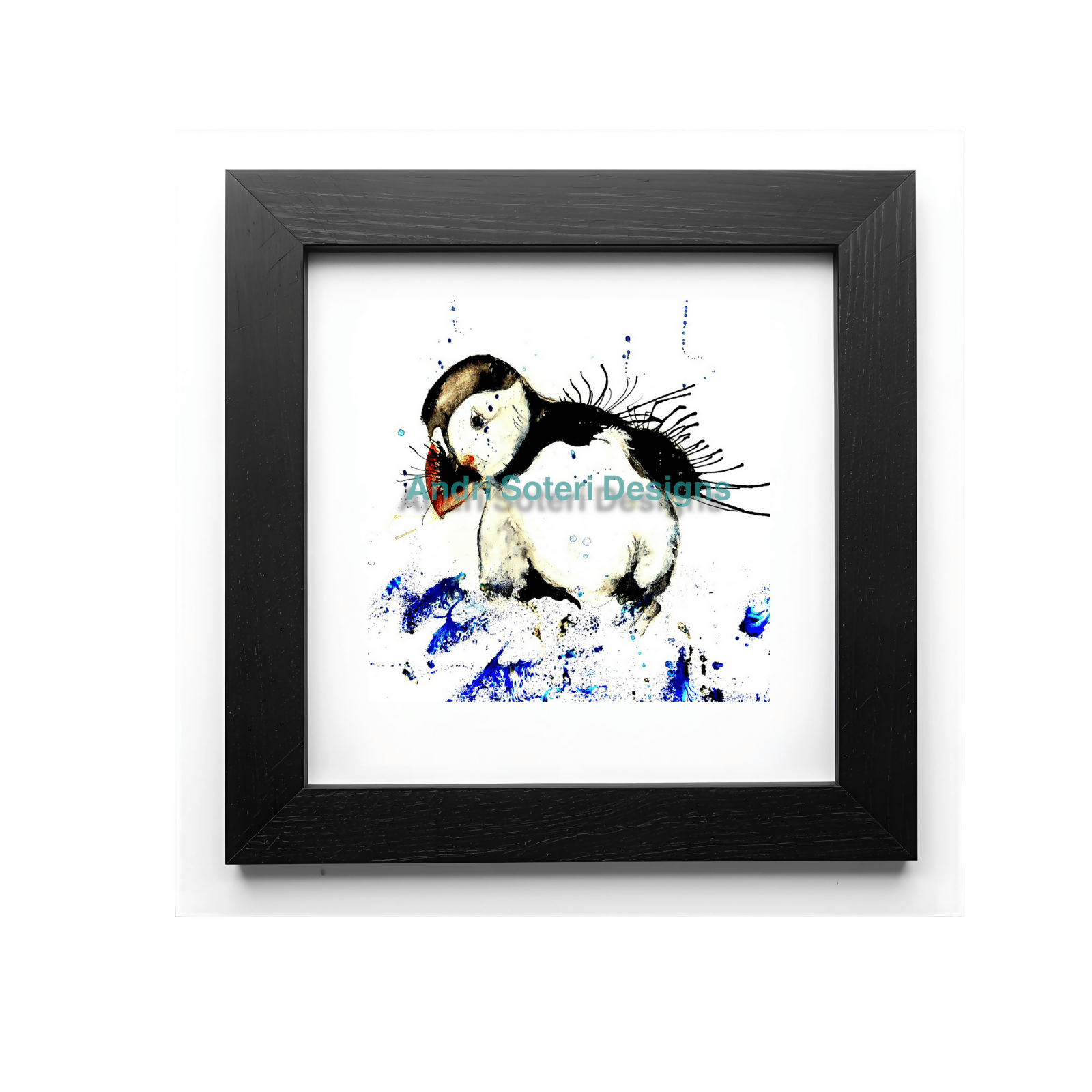 FINE ART PRINT OF PADDLING PUFFIN, PART OF THE 'LITTLE MINI TREASURE' ART COLLECTION