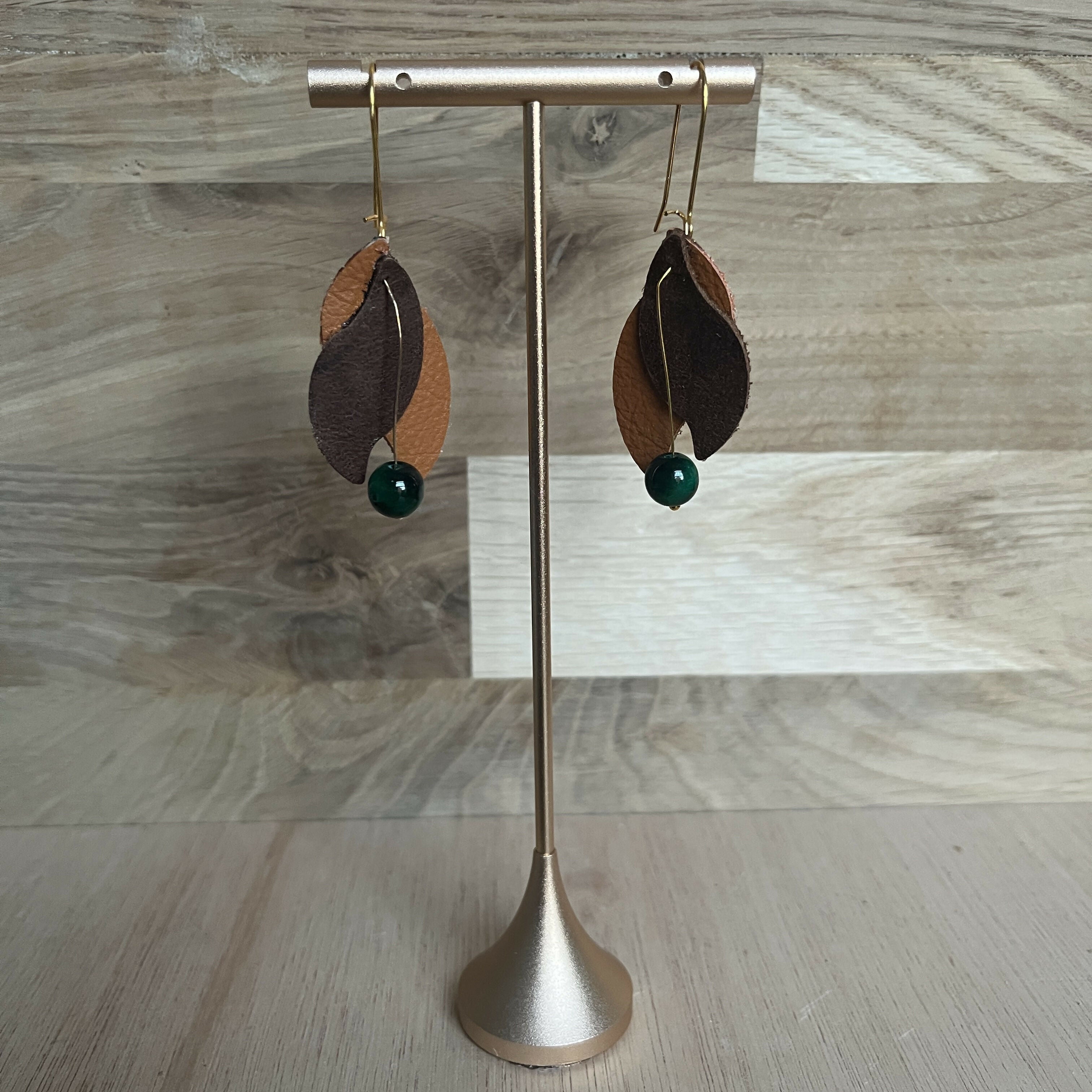 Forest Whisper Leather Earrings – Woodland Dew