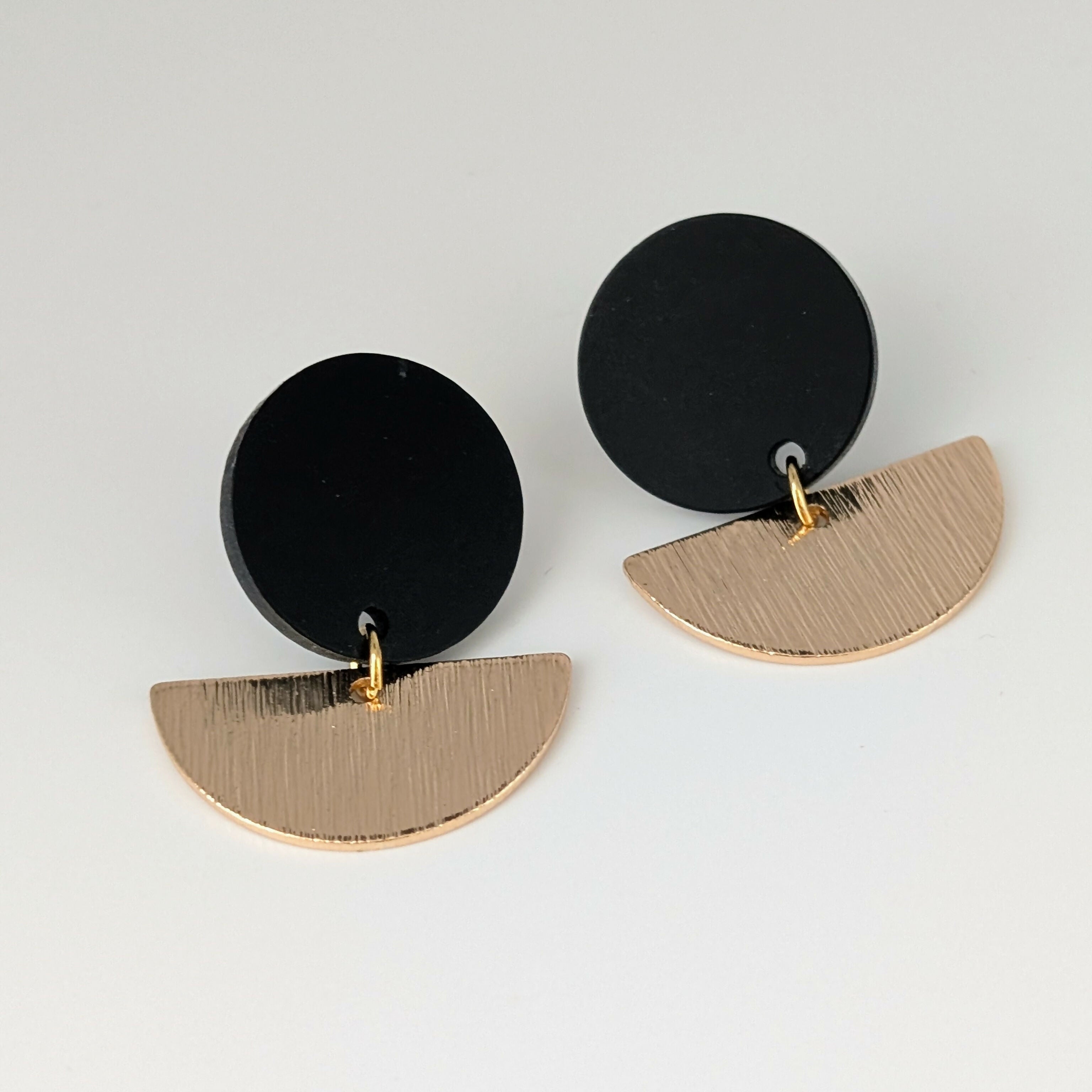 Black Geometric Earrings in Gold or Silver