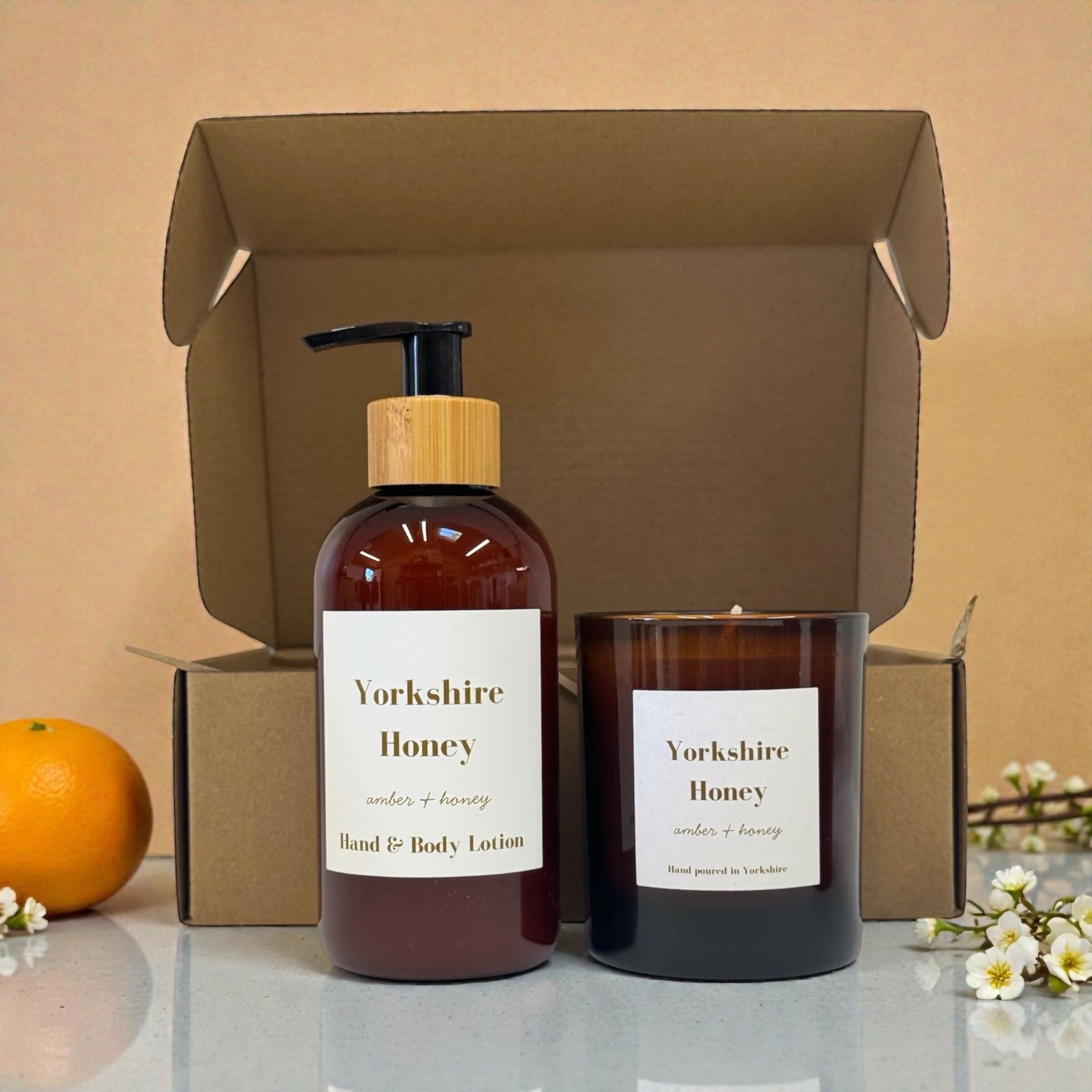Yorkshire Honey - Amber and Honey Candle and Hand Care Set