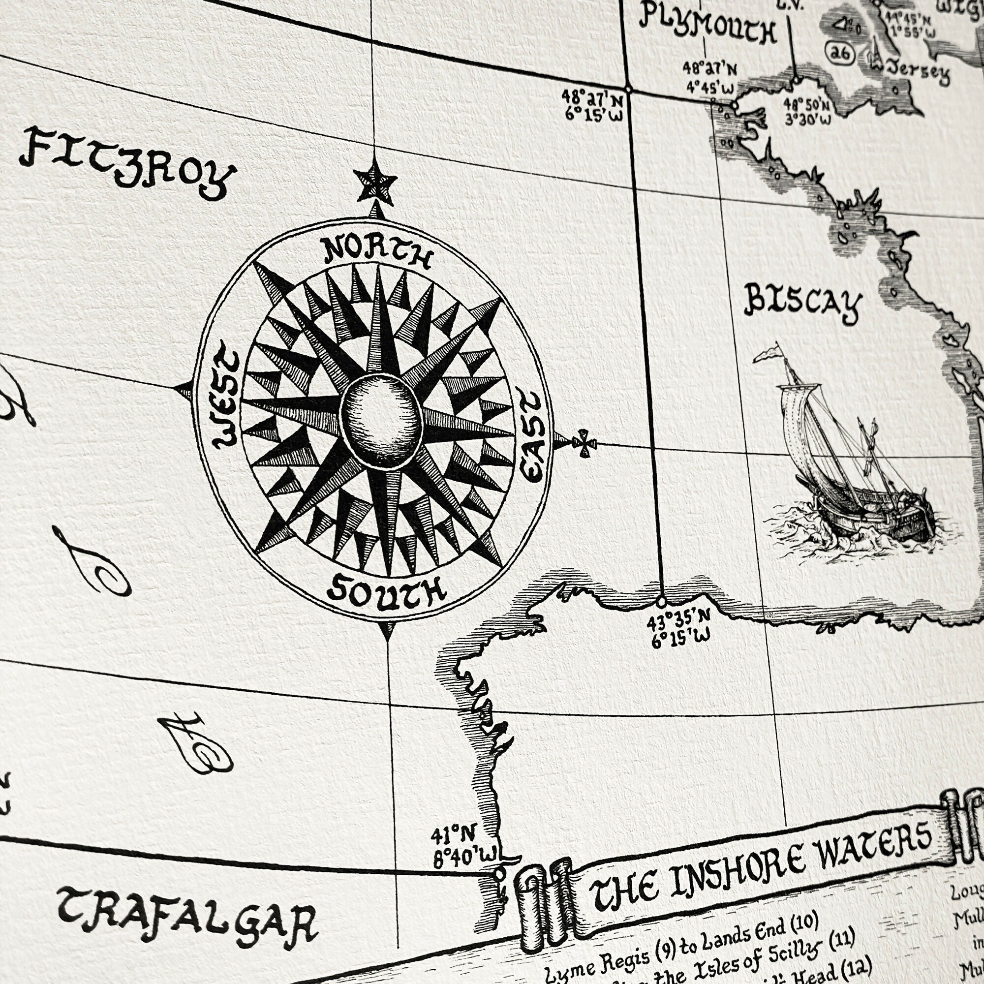 Shipping Forecast Map Hand Drawn Art Print