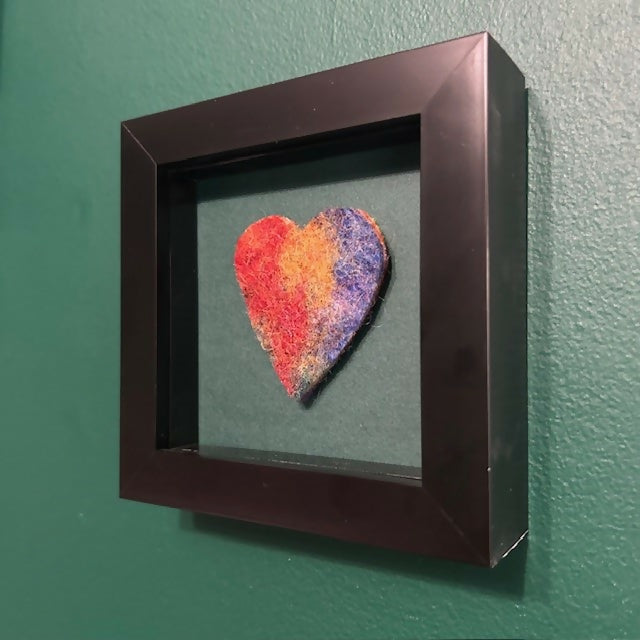 Lovely Multi Coloured Framed Felt Heart