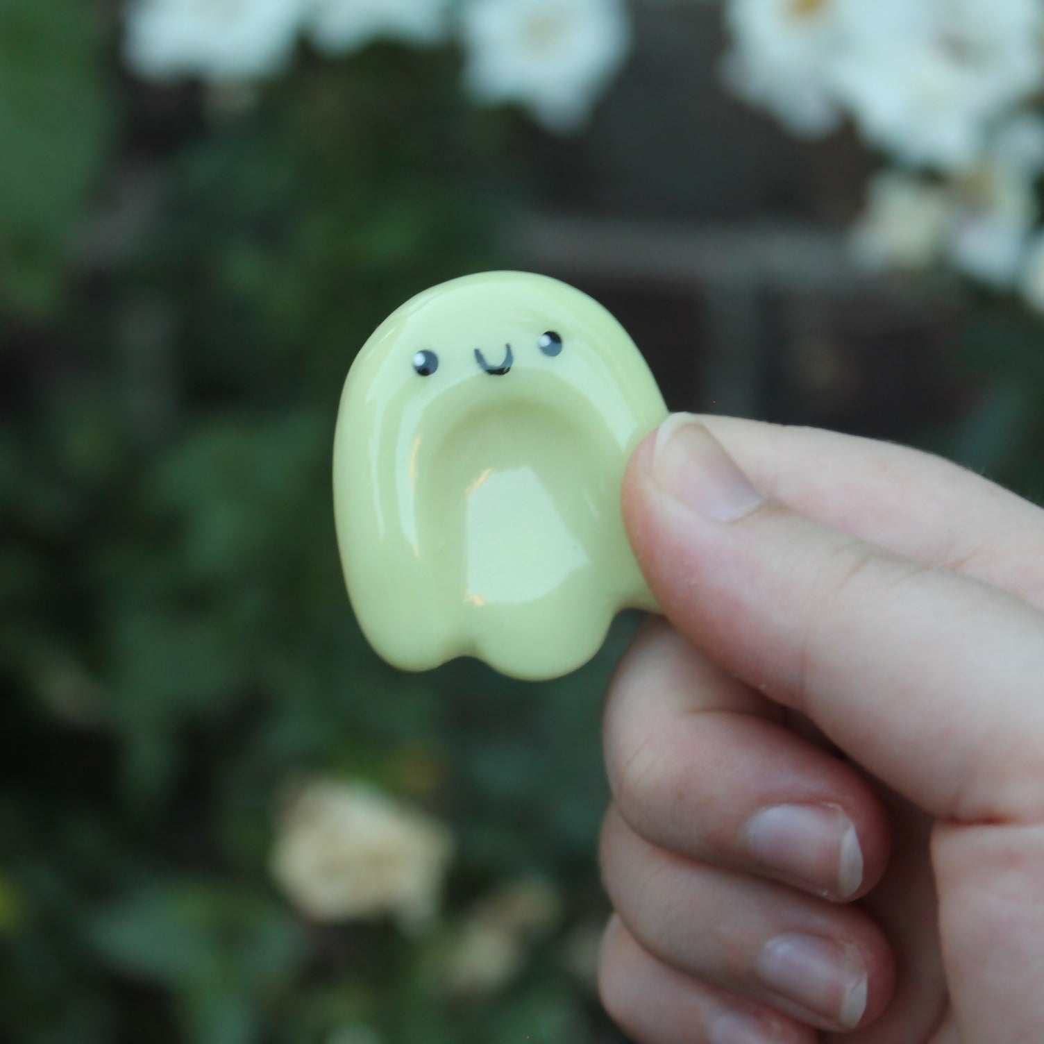 Handmade Polymer Clay Ghost (glow in the dark) Worry Stone