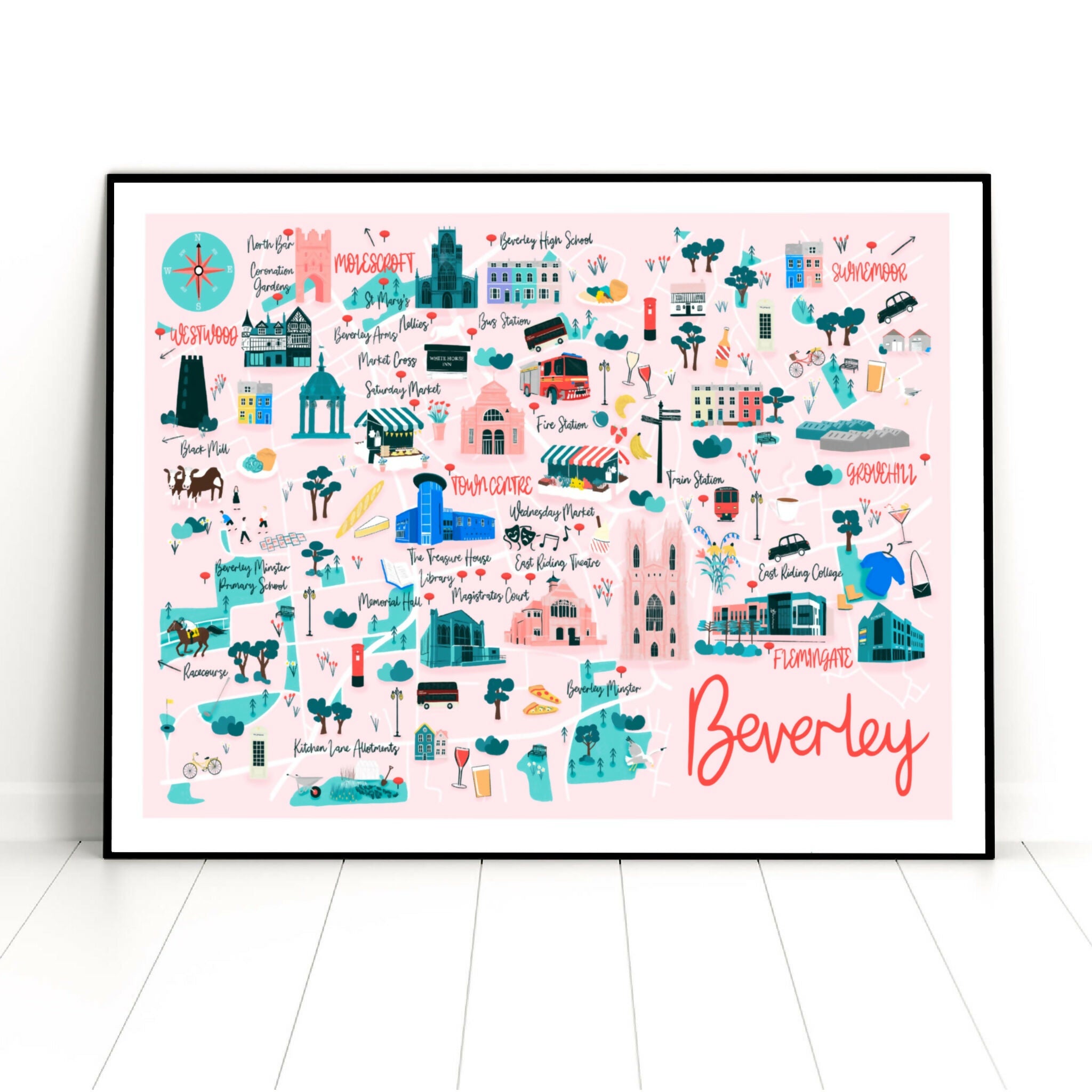 Beverley Map Art Print