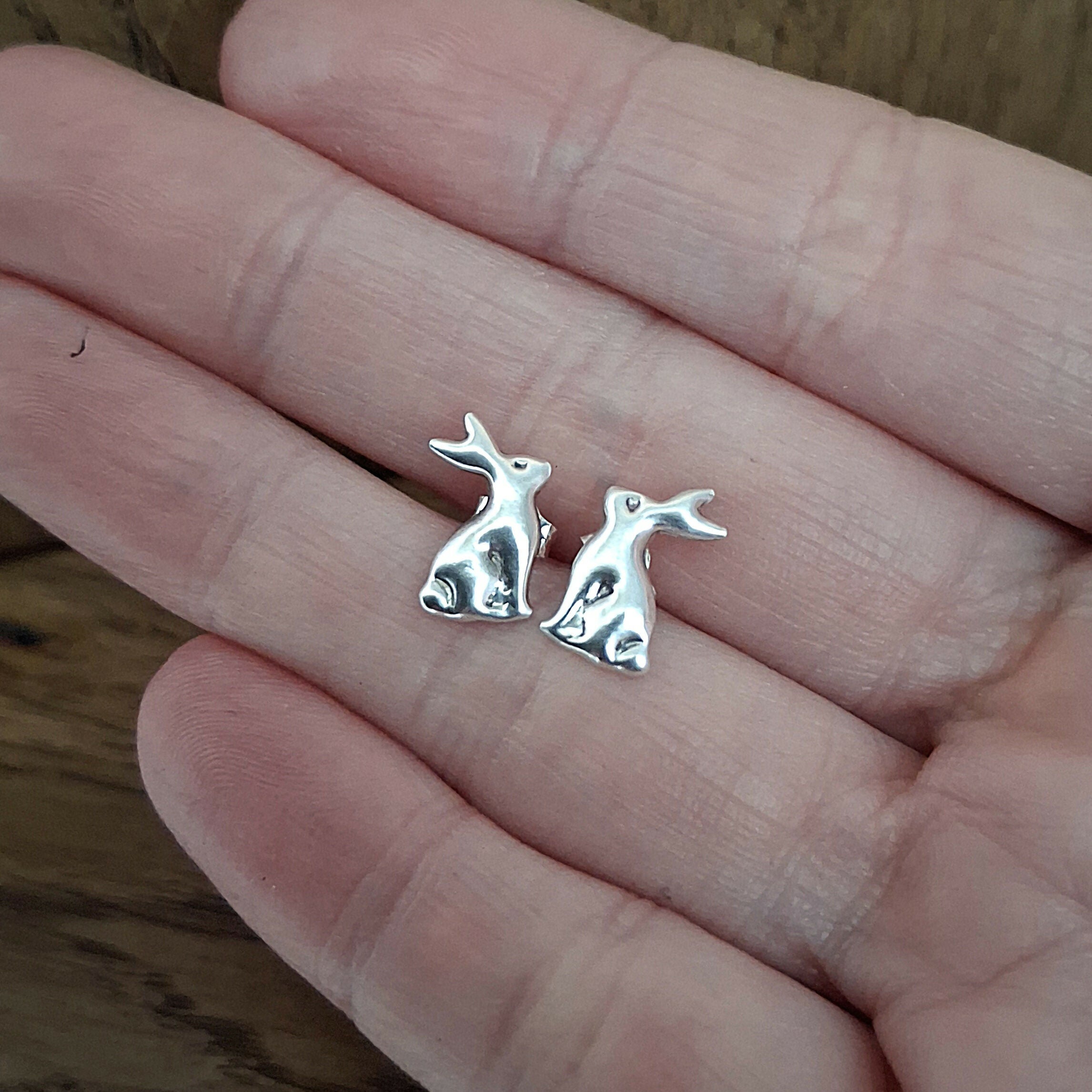 Handmade Silver Hare Studs