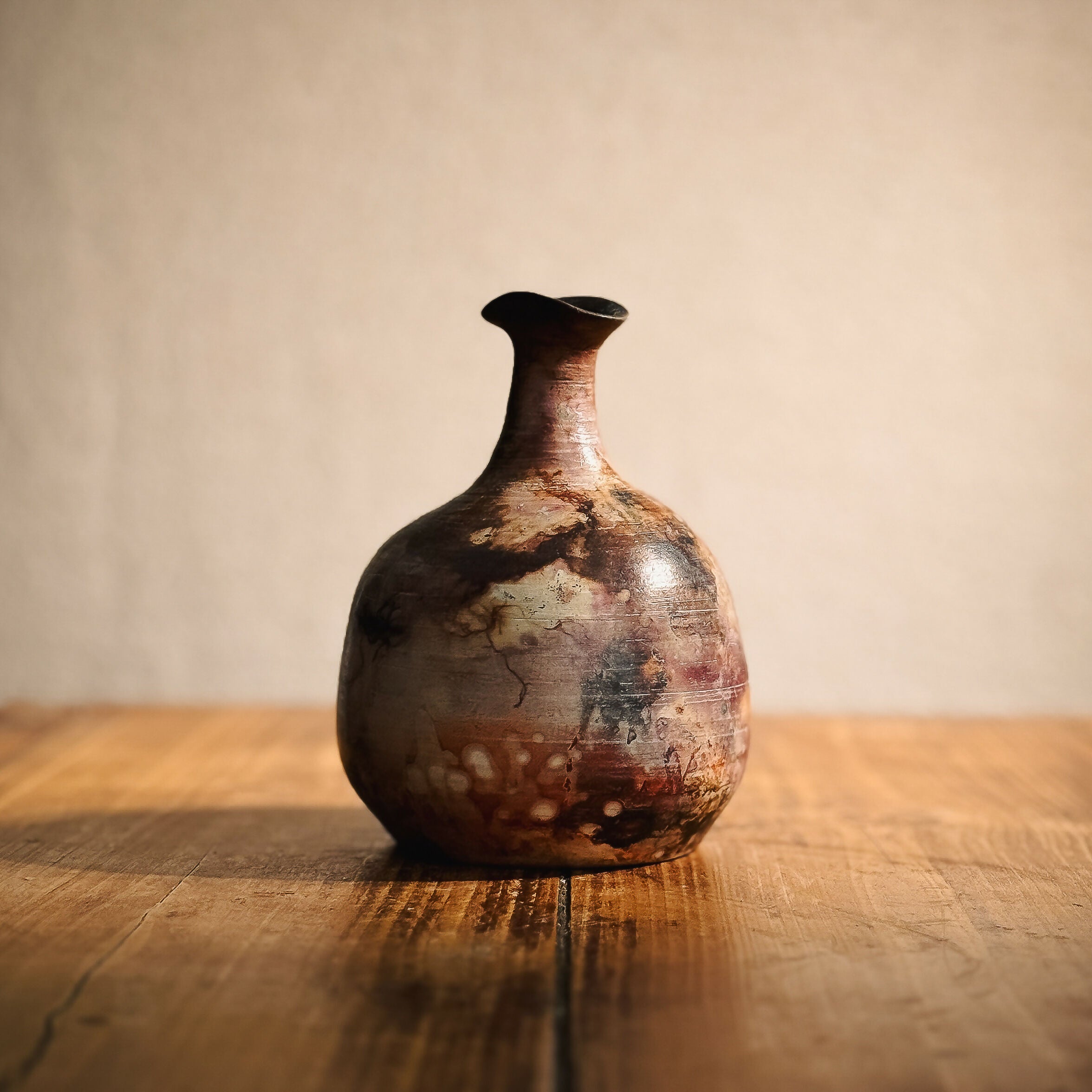 Handmade Long Neck Pit fired Vessel
