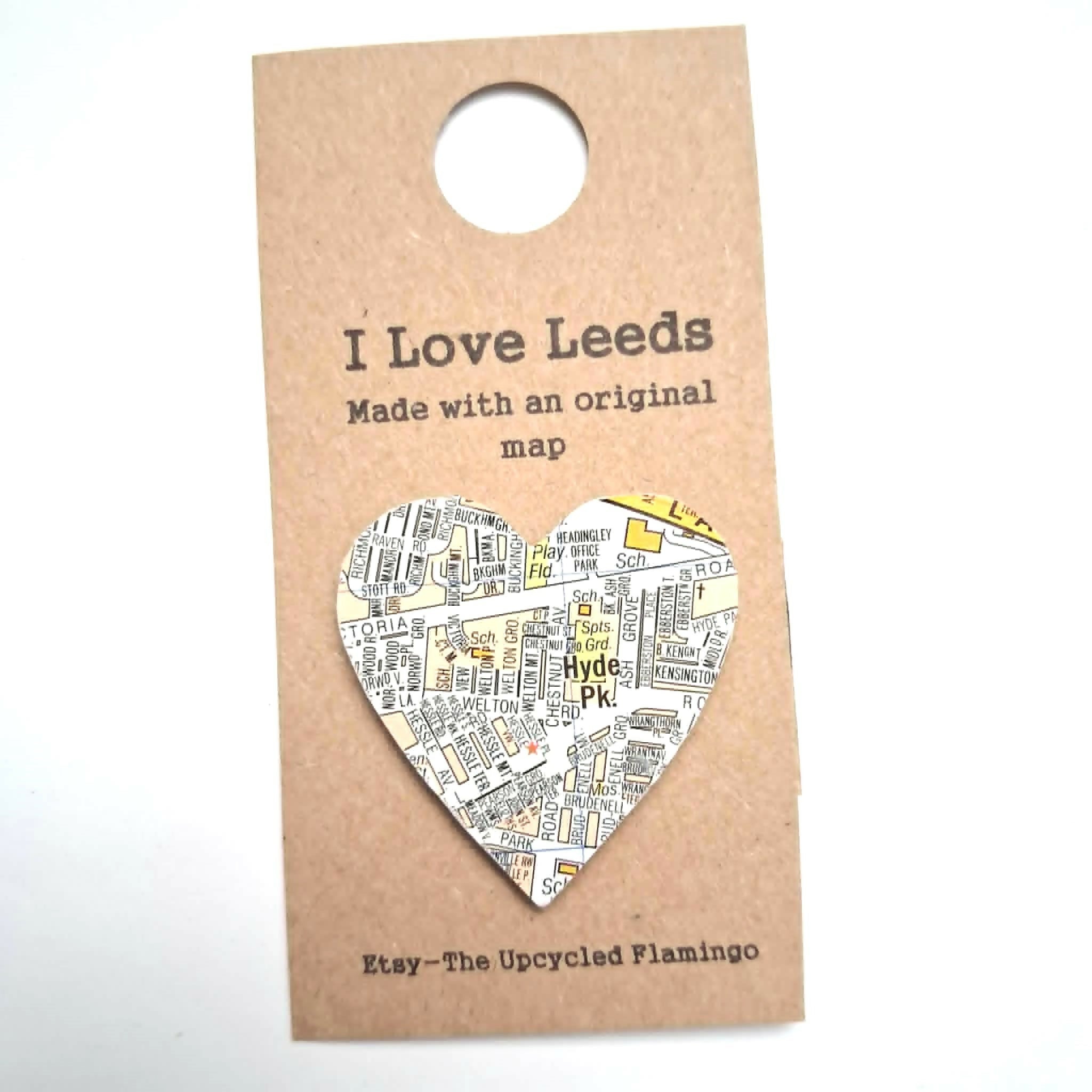 Heart Shaped Hyde Park Leeds Map Magnet