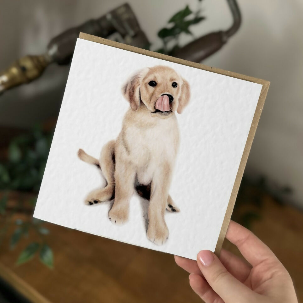 Labrador Puppy Greeting Card – Cute Dog Card – Blank Inside