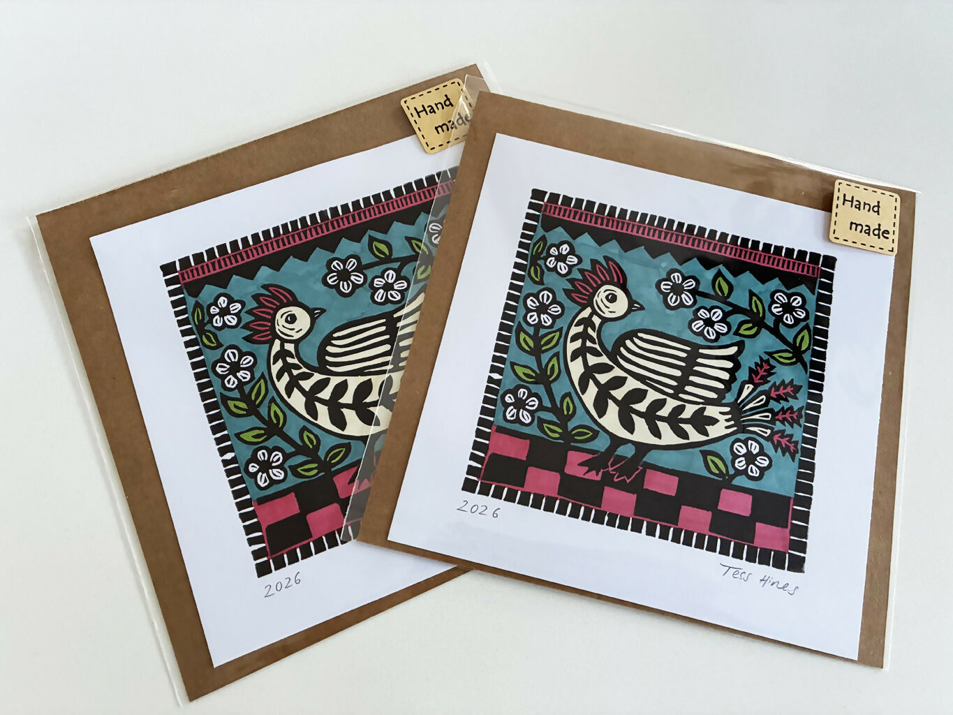 Original Linocut of a Beautiful Bird