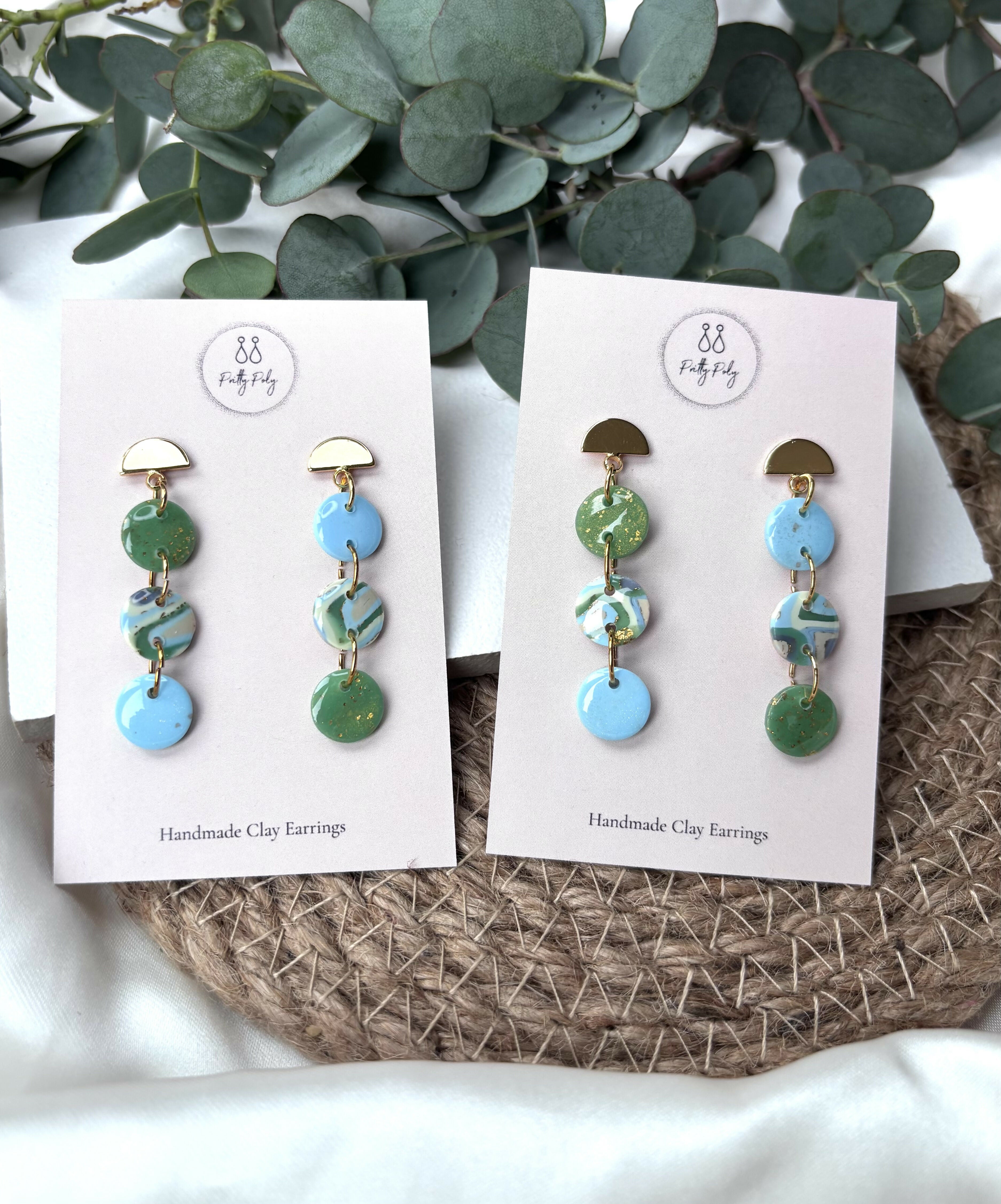 Aqua Collection - Droplet Dangles Polymer Clay Earrings