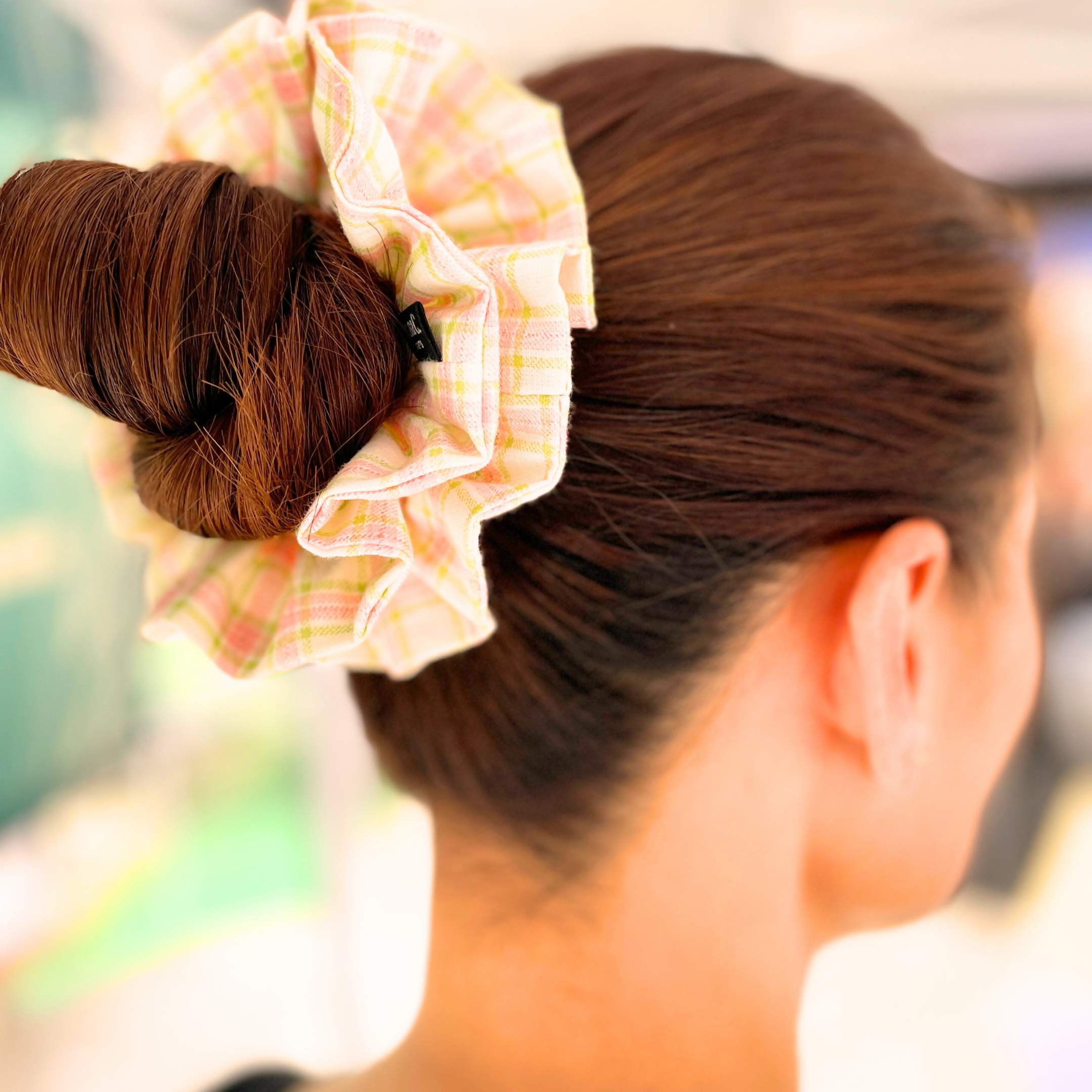 Creamy Yellow Plaid Double Layer Scrunchie