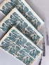 Hand printed Zip Pouch with Blue Flying Bird Design.