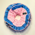 Pink Gingham with Electric Blue Ruffles Double Layer Scrunchie