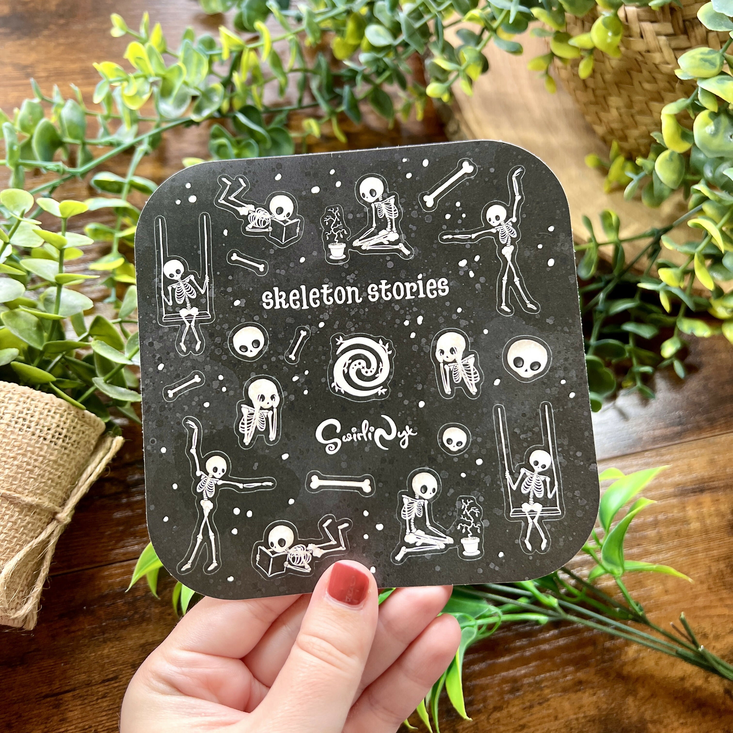 Skeleton Stories White Sticker Sheet