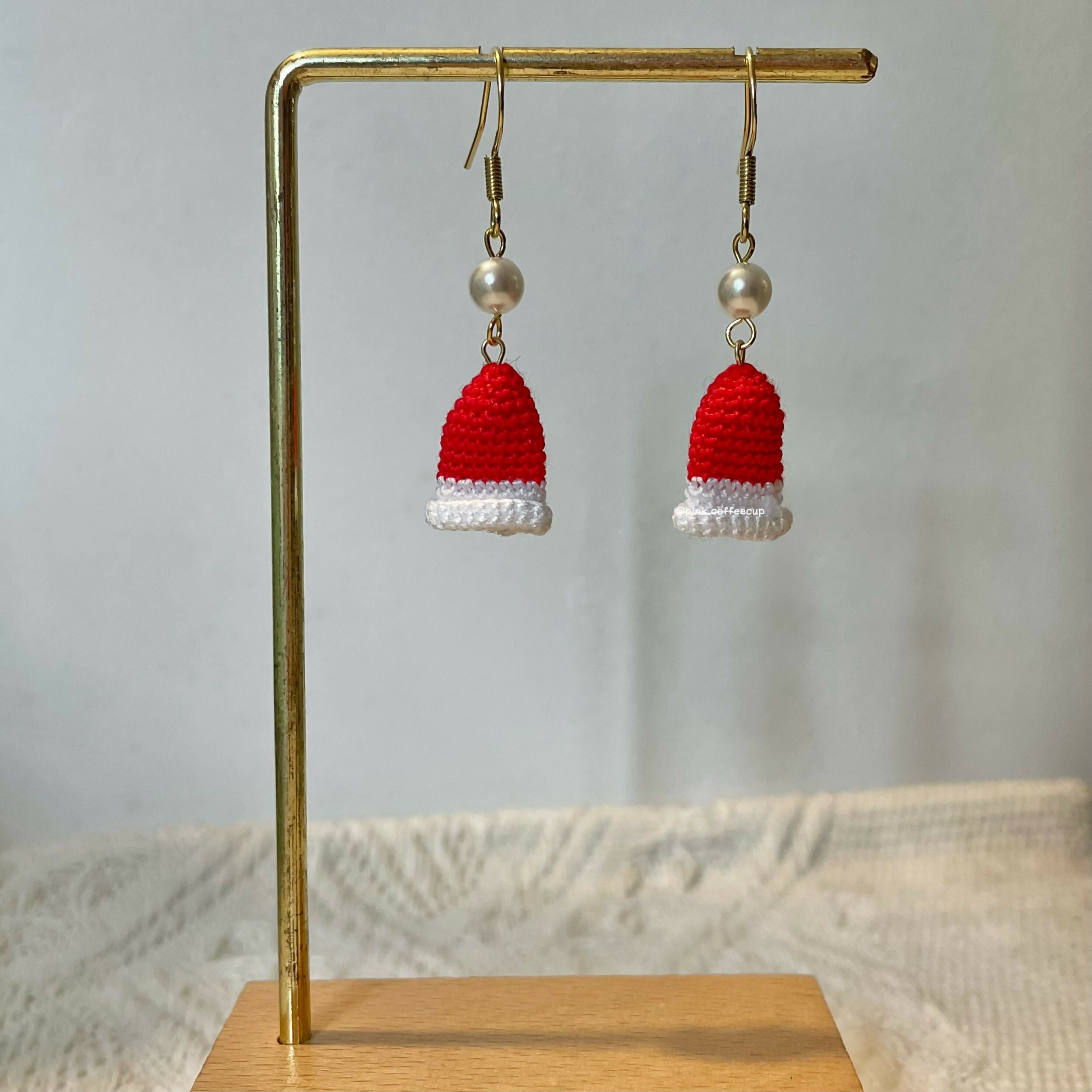 Micro Crochet Christmas Hat Drop and Dangle Earrings