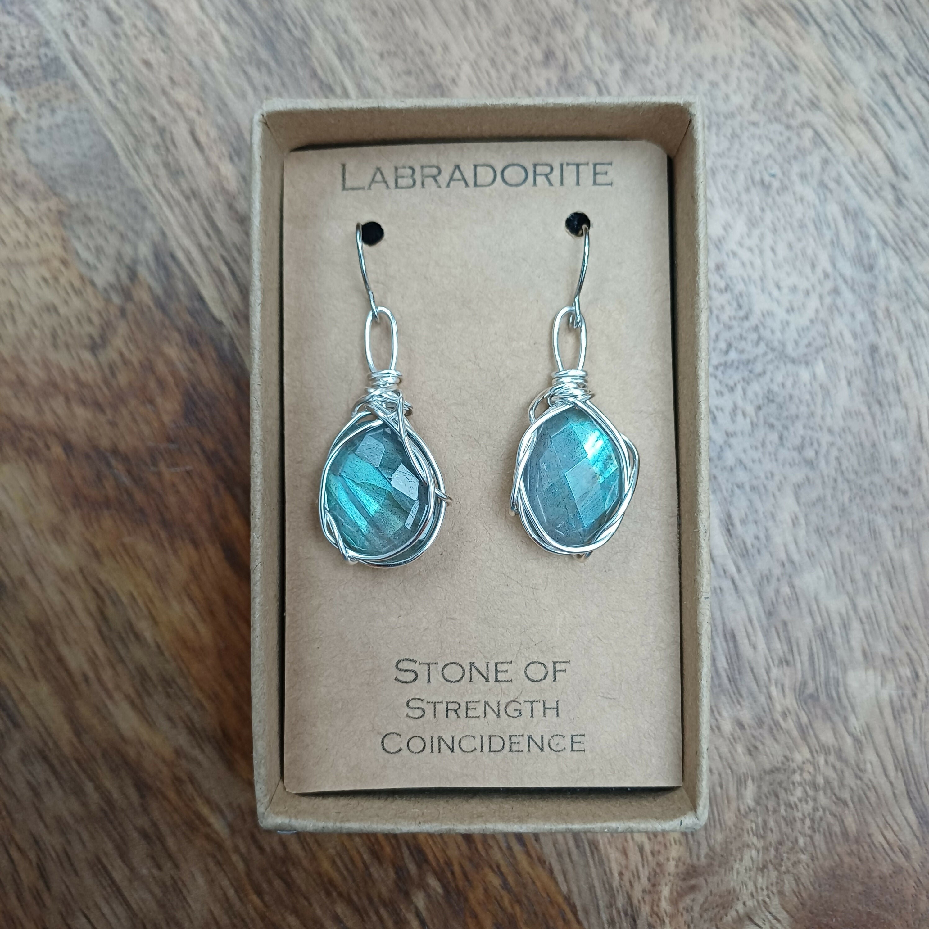 Labradorite Wire Wrapped Earrings