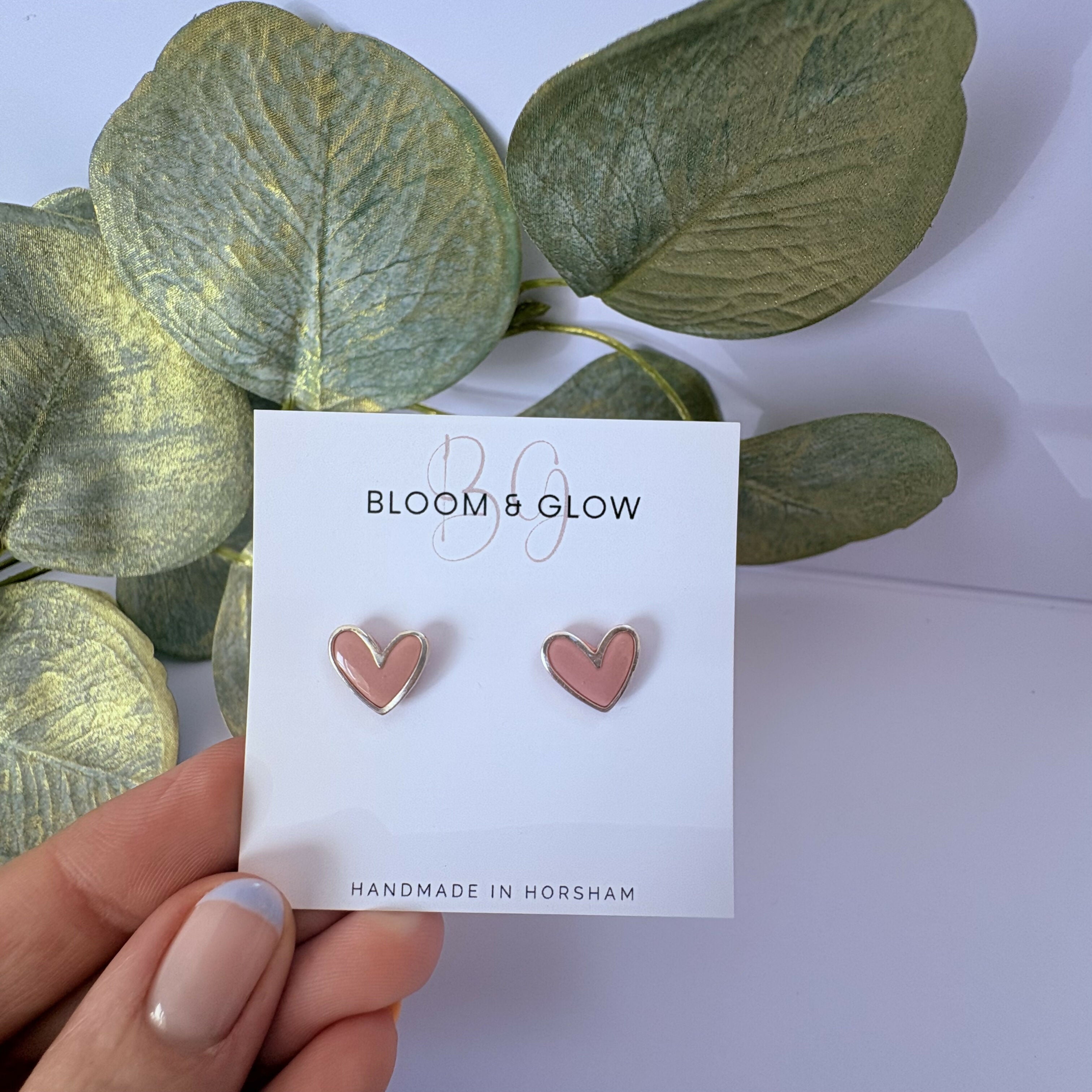 Dusky Pink Heart Earrings