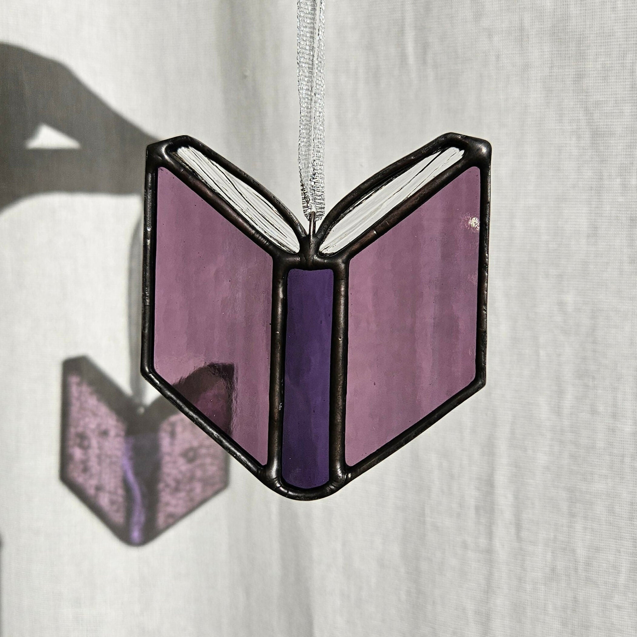 Purple Book Stained Glass Suncatcher