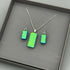 Green Dichroic Glass Necklace and Earrings Set - Sterling Silver, Handmade by Jade Tapson Glass.
