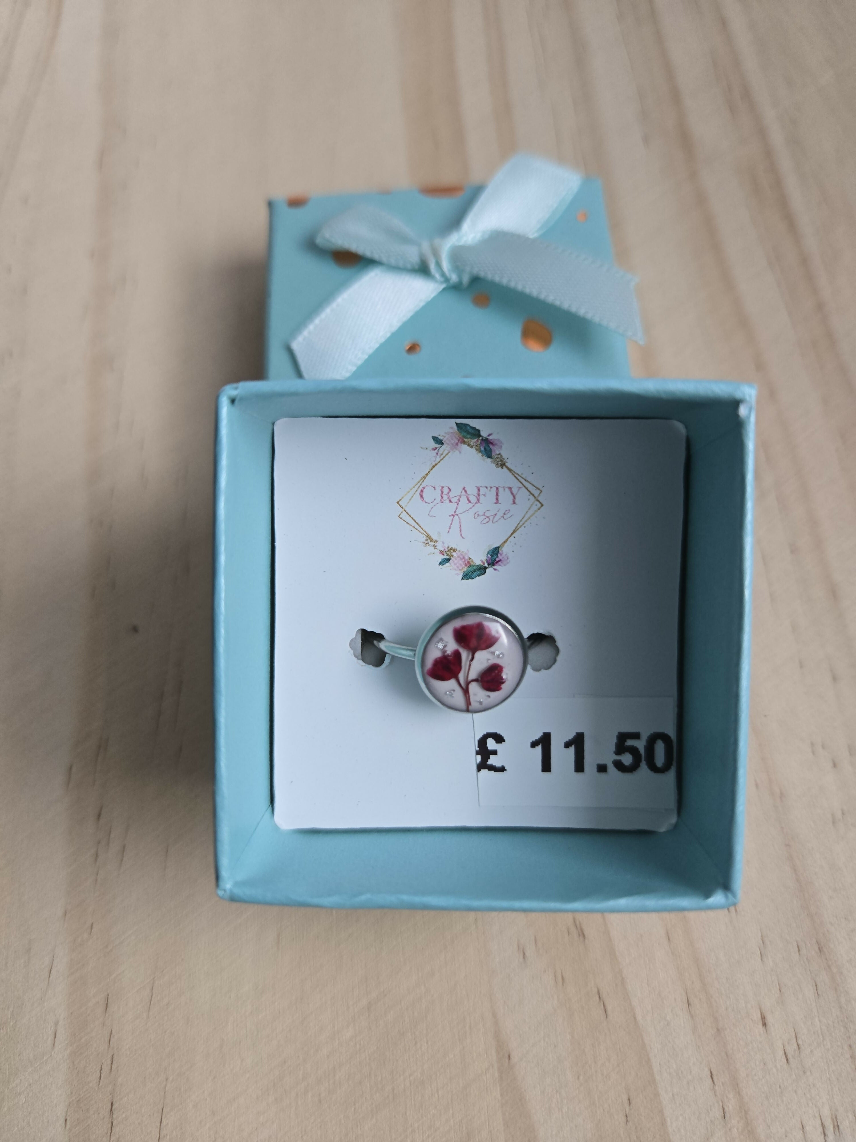 Stainless Steel Real Gypsophila Flowers Ring