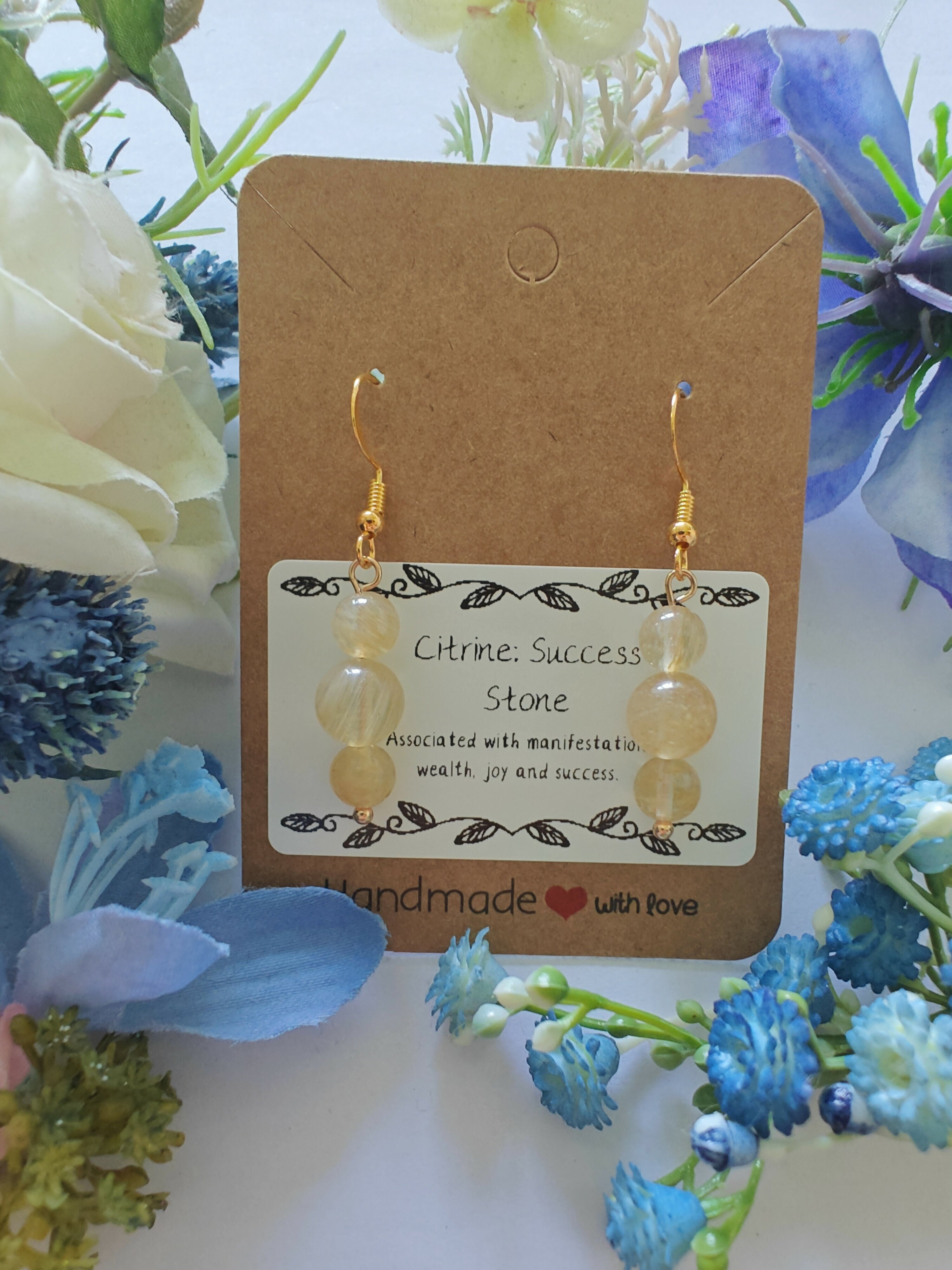 Citrine Earrings on Gold Coloured Sterling Silver Plated Hooks