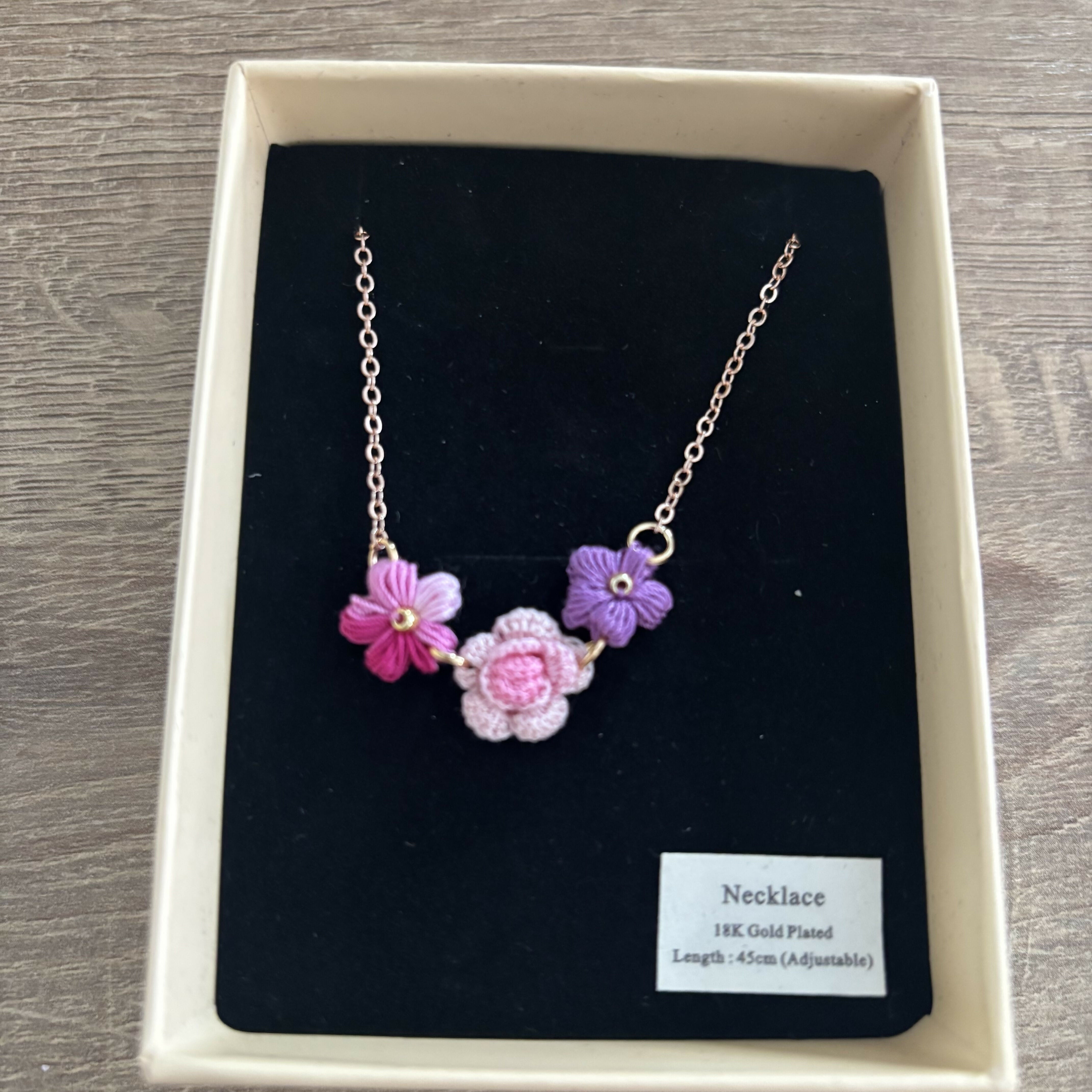 Micro Crochet Flower Necklace