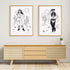 Cowboy Skeleton - Illustrated Black and White Print