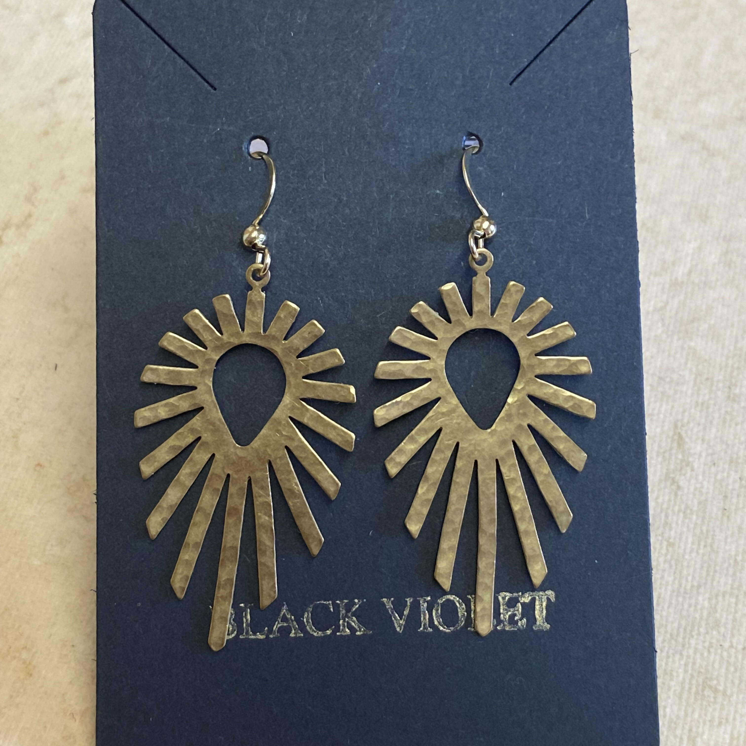 Hammered Ancient Style Brass Talisman Earrings