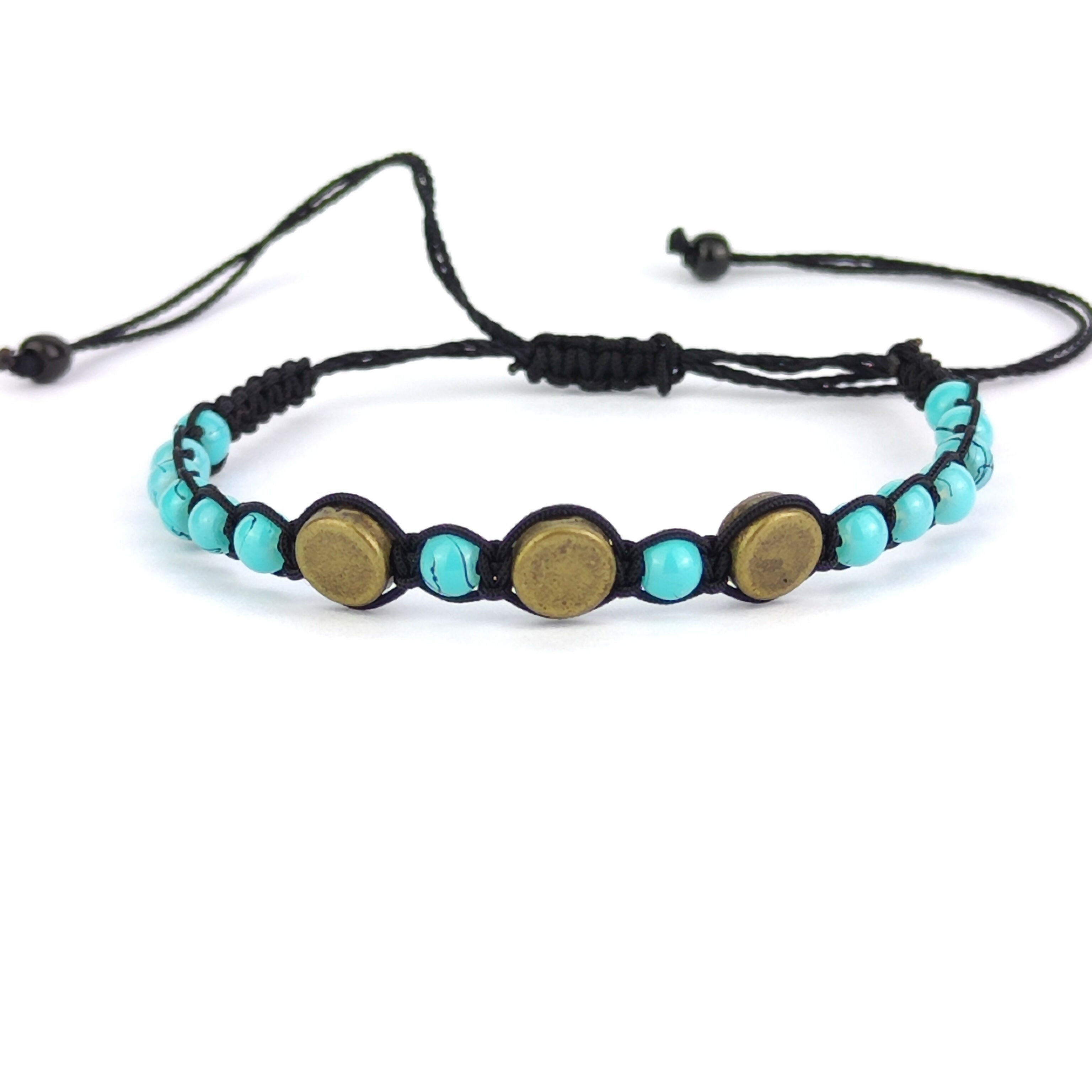 Macrame Gemstone Bracelet - Turquoise Beads