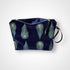 Navy Blue Peacock Feathers Velvet Makeup Bag