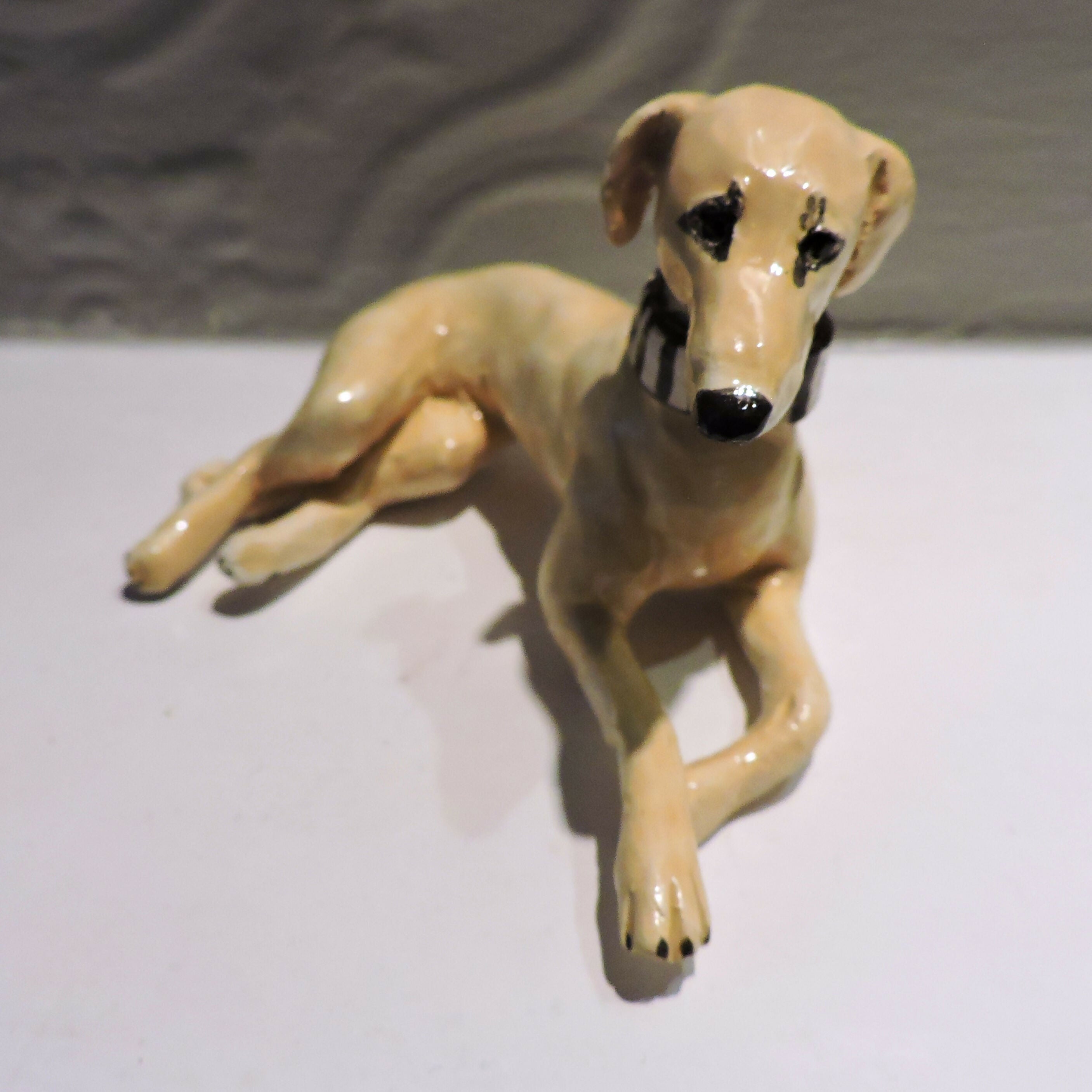 Ceramic lurcher dog sculpture