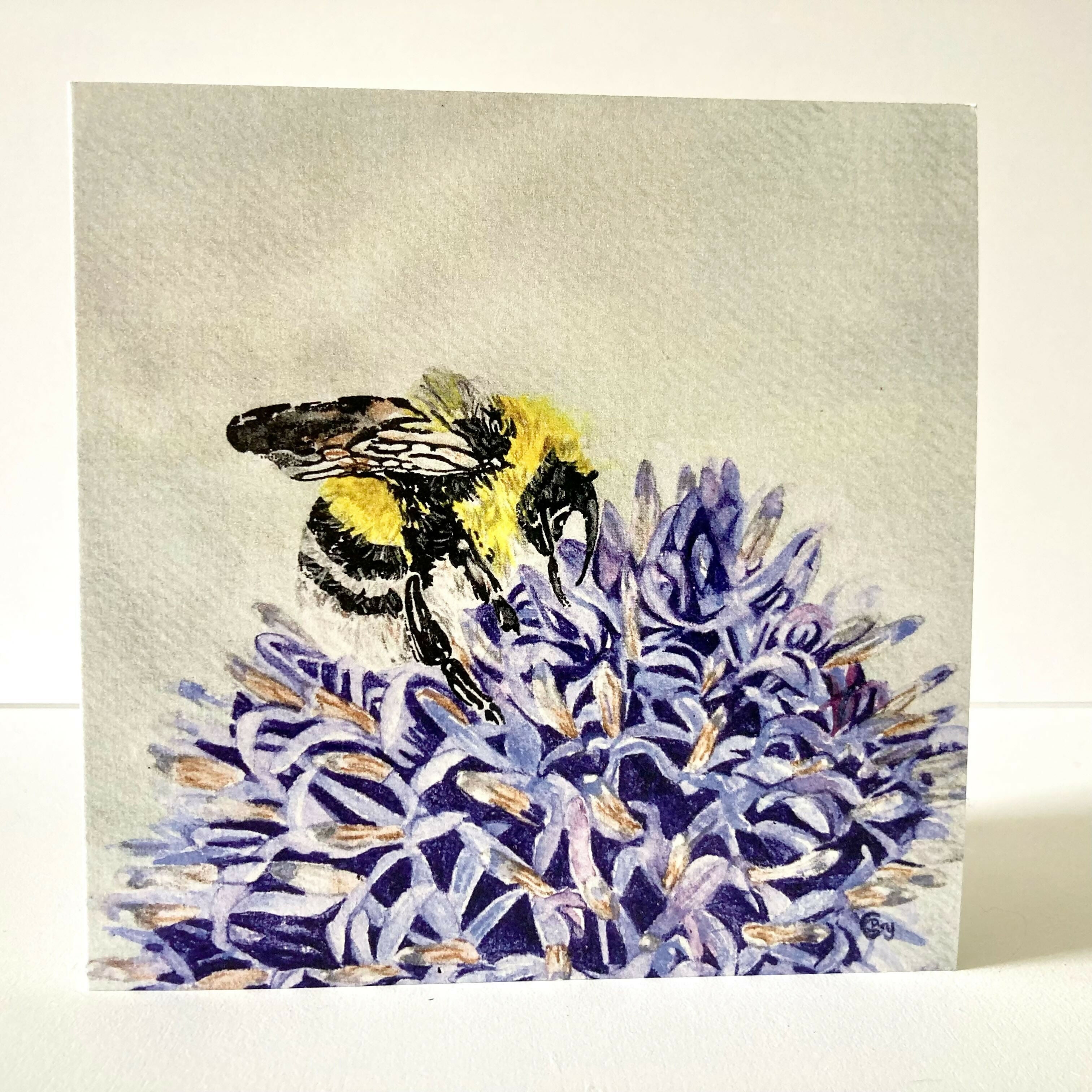 White Bumblebee - Greetings Card