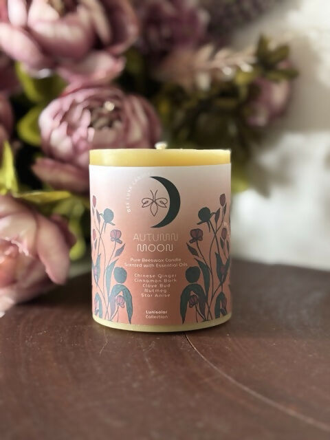 Autumn Moon - 100% Natural Essential Oil & Beeswax Pillar Candle