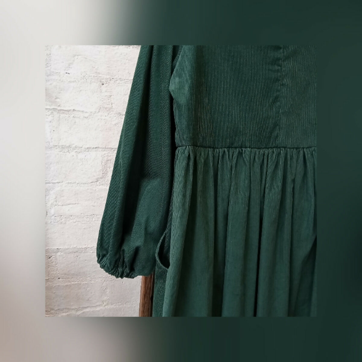 MAPLE CORDOUROY LONG SLEEVE PAINTER'S DRESS