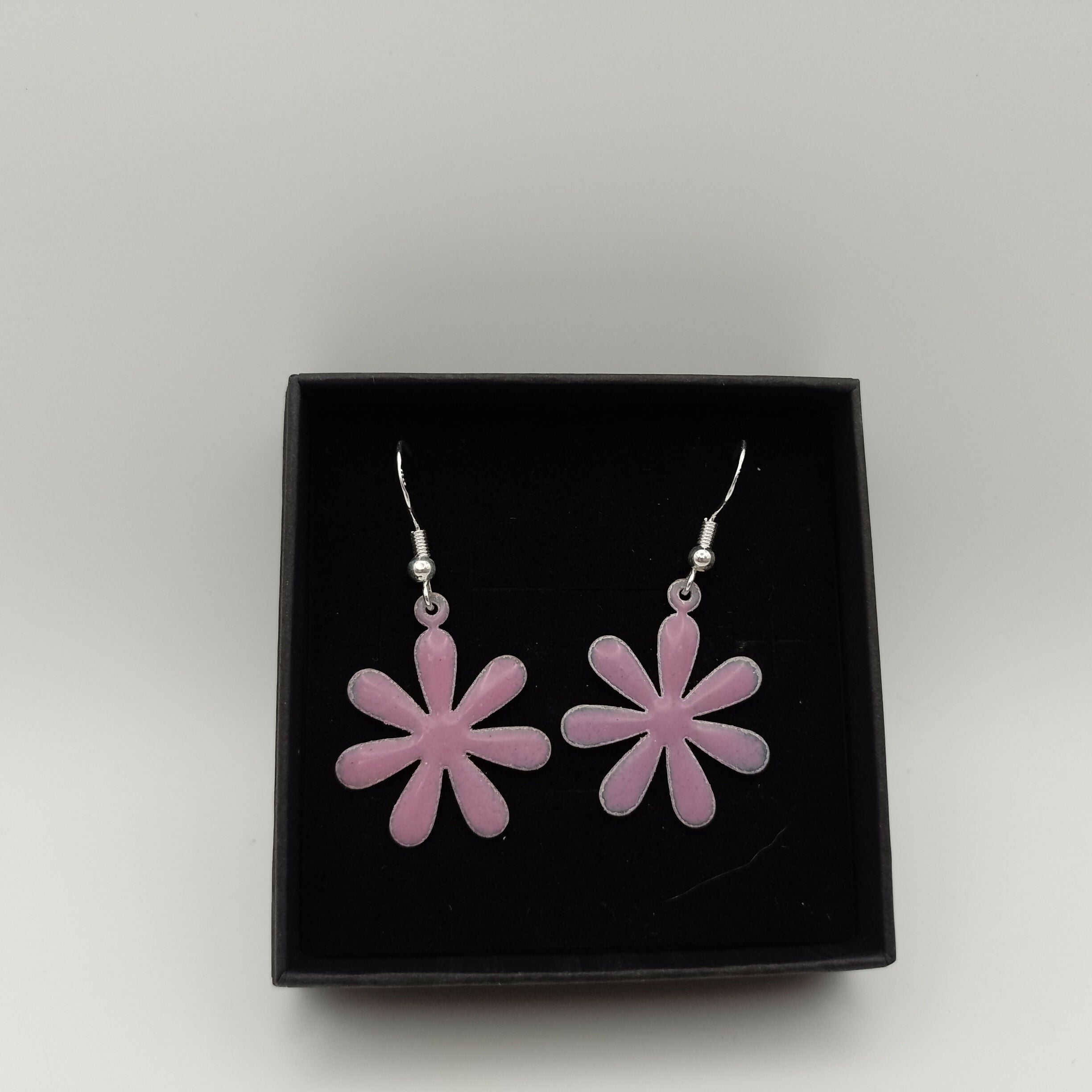 Light Purple Enamel Flower Earrings