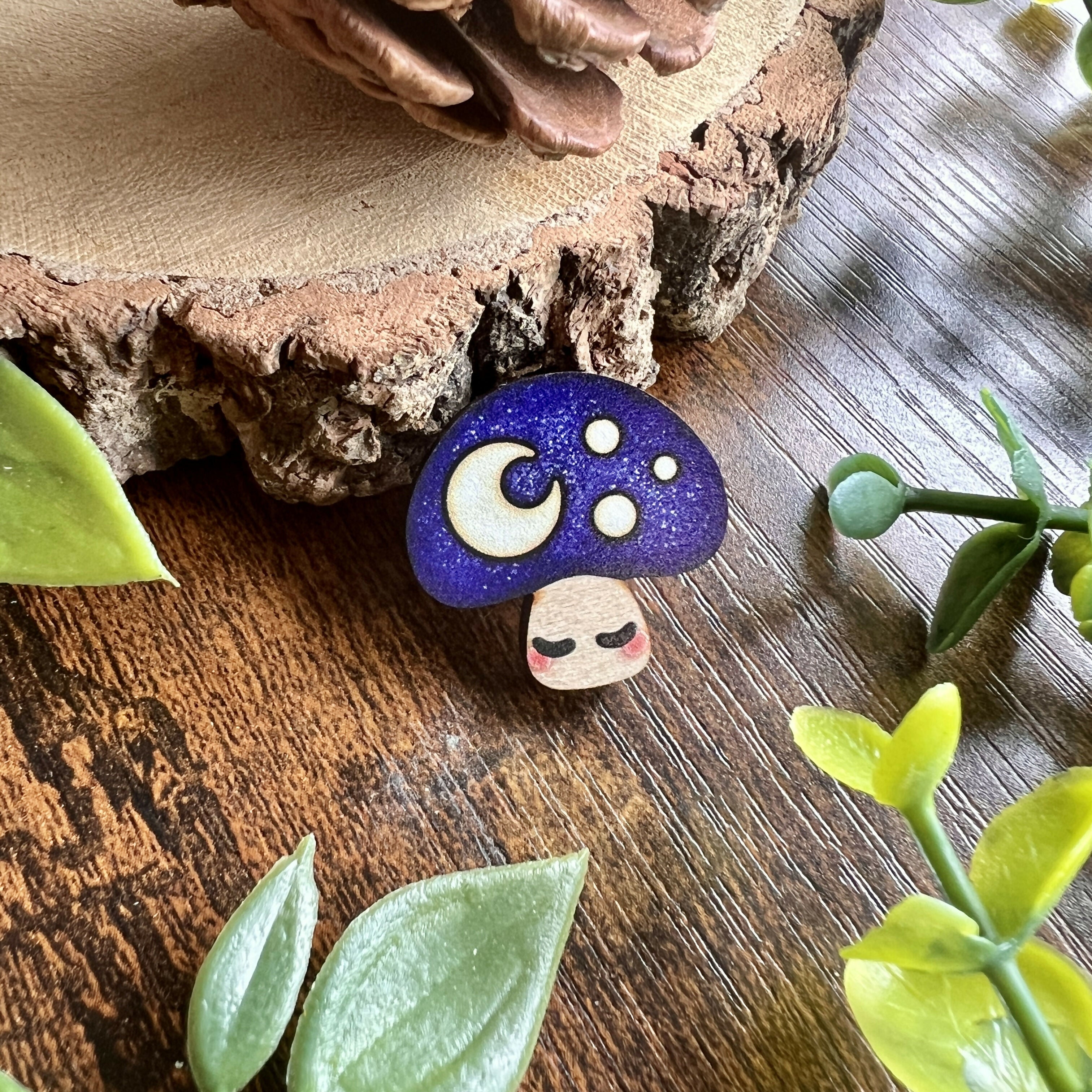 Dusk Mushroom Wooden Pin | Cute Rustic | Art & Soul