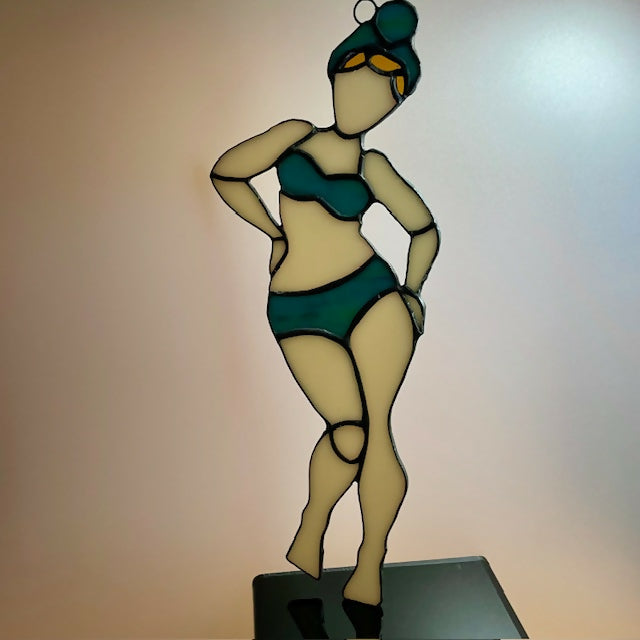 Stained Glass Retro Bikini Beach Babe