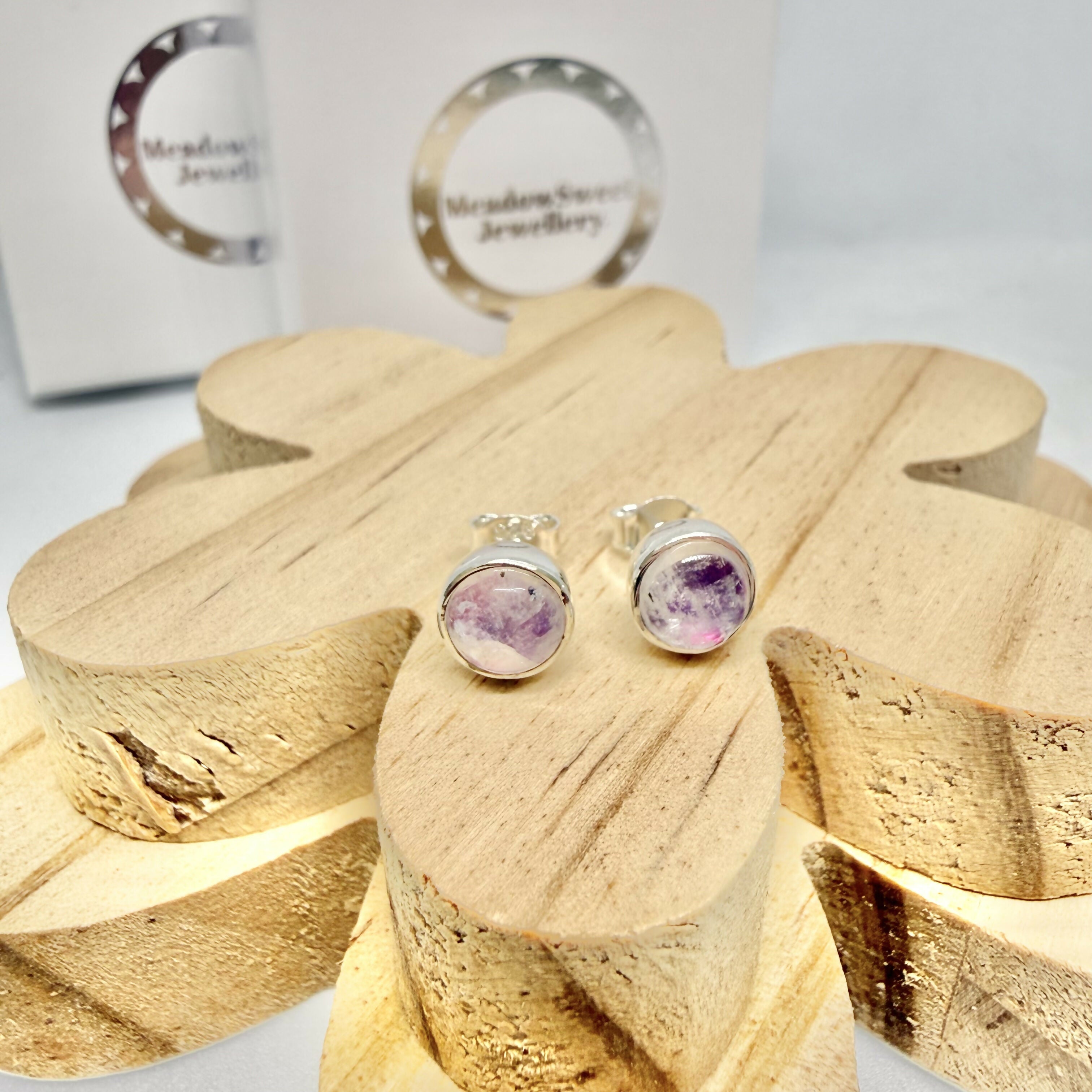 PINK MOONSTONE STUD EARRINGS