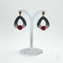 Dark Floral Drop Earrings with Bordeaux Rose and Pink Flower Detail