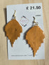 Stainless Steel Real Leaf Dangle Earrings