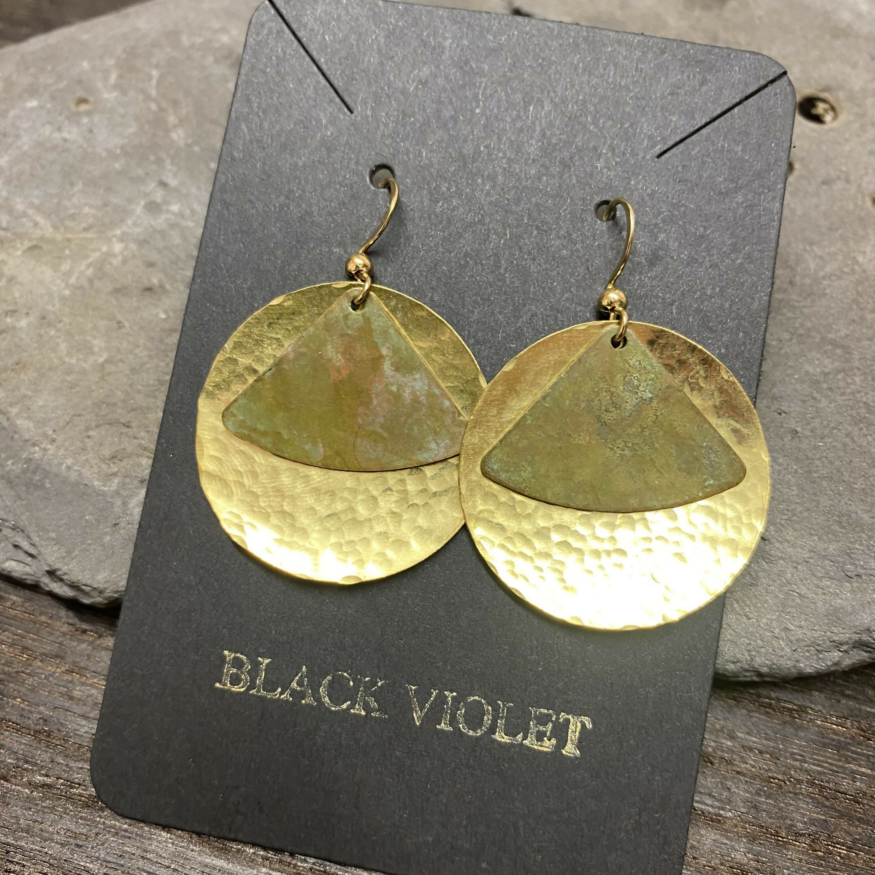 Hammered Brass Disc Earrings