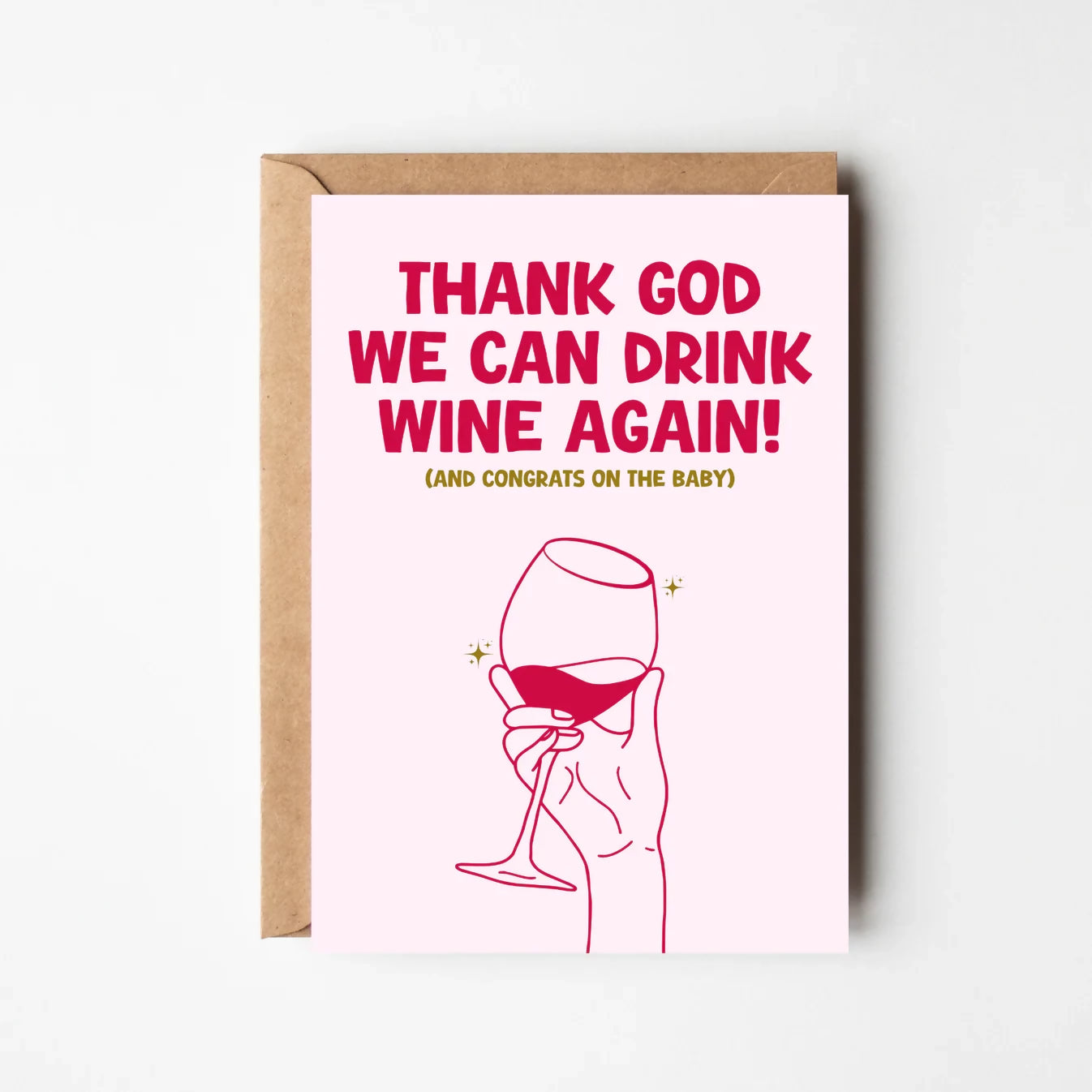 WINE AGAIN CONGRATS BABY GREETINGS CARD