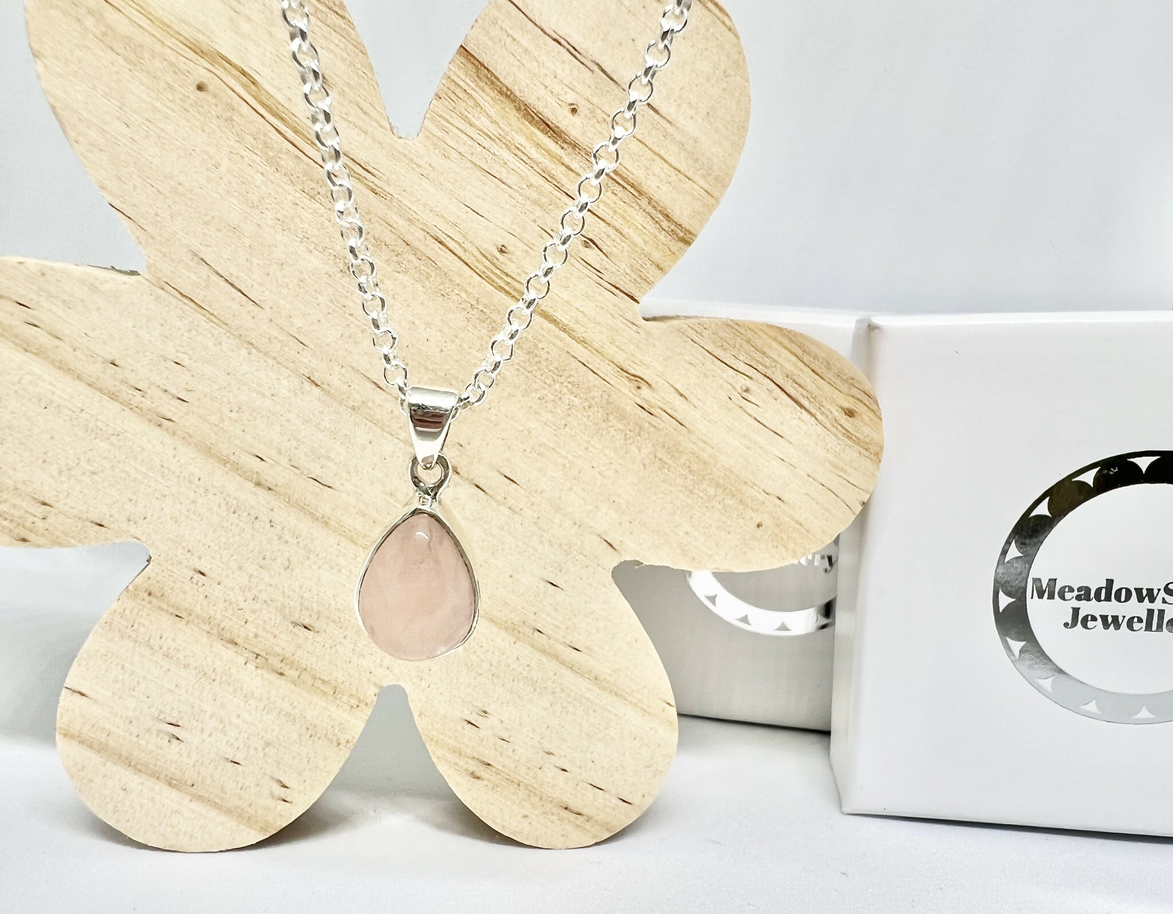 Rose Quartz teardrop necklace