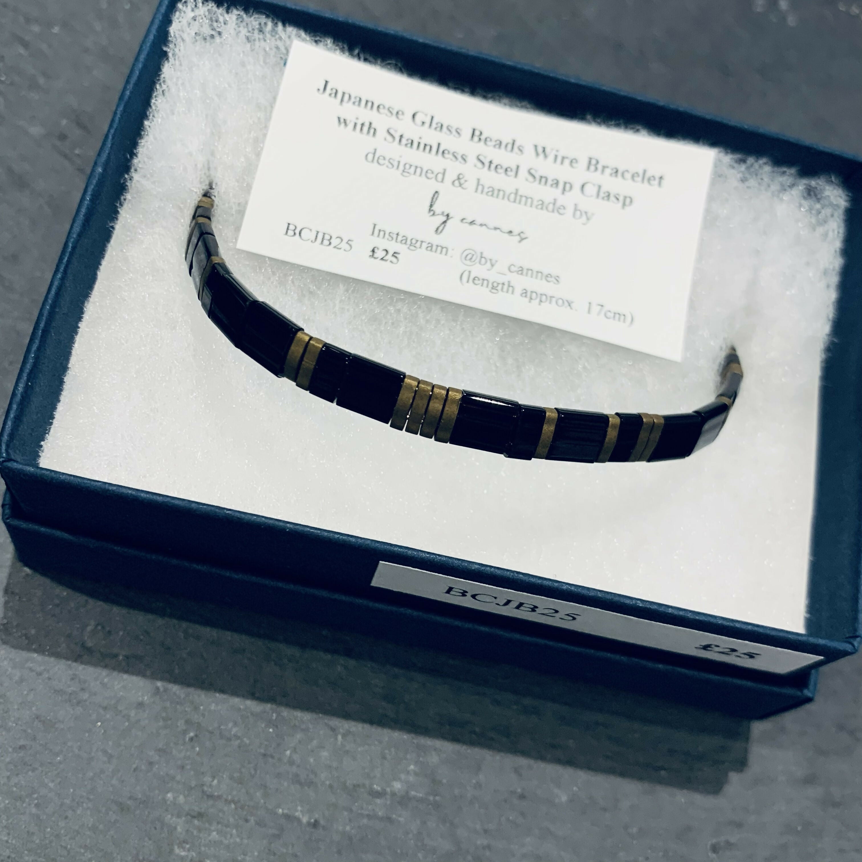 Japanese Tila Glass Bead Bracelet - Black
