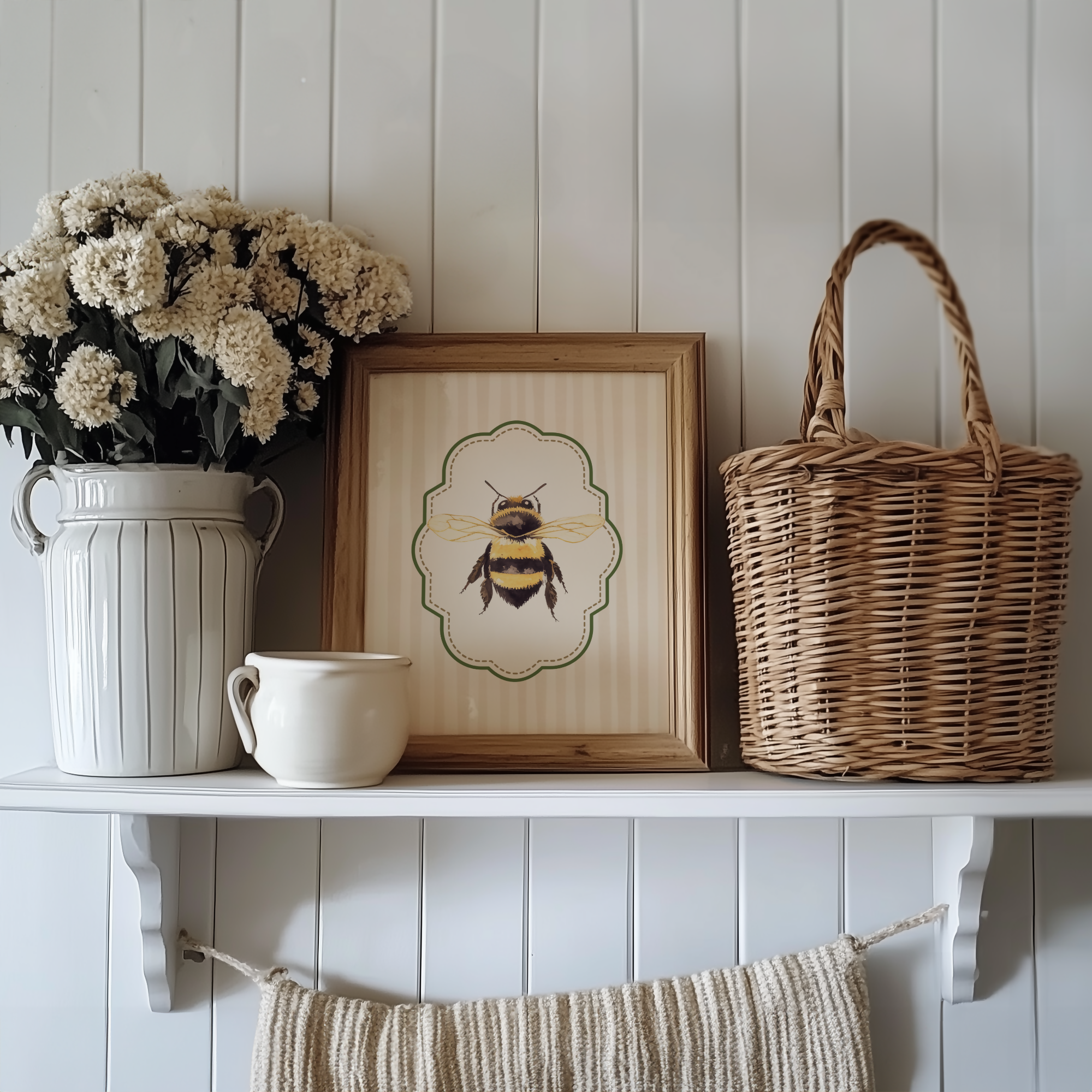 Striped Coquette Bee Art Print