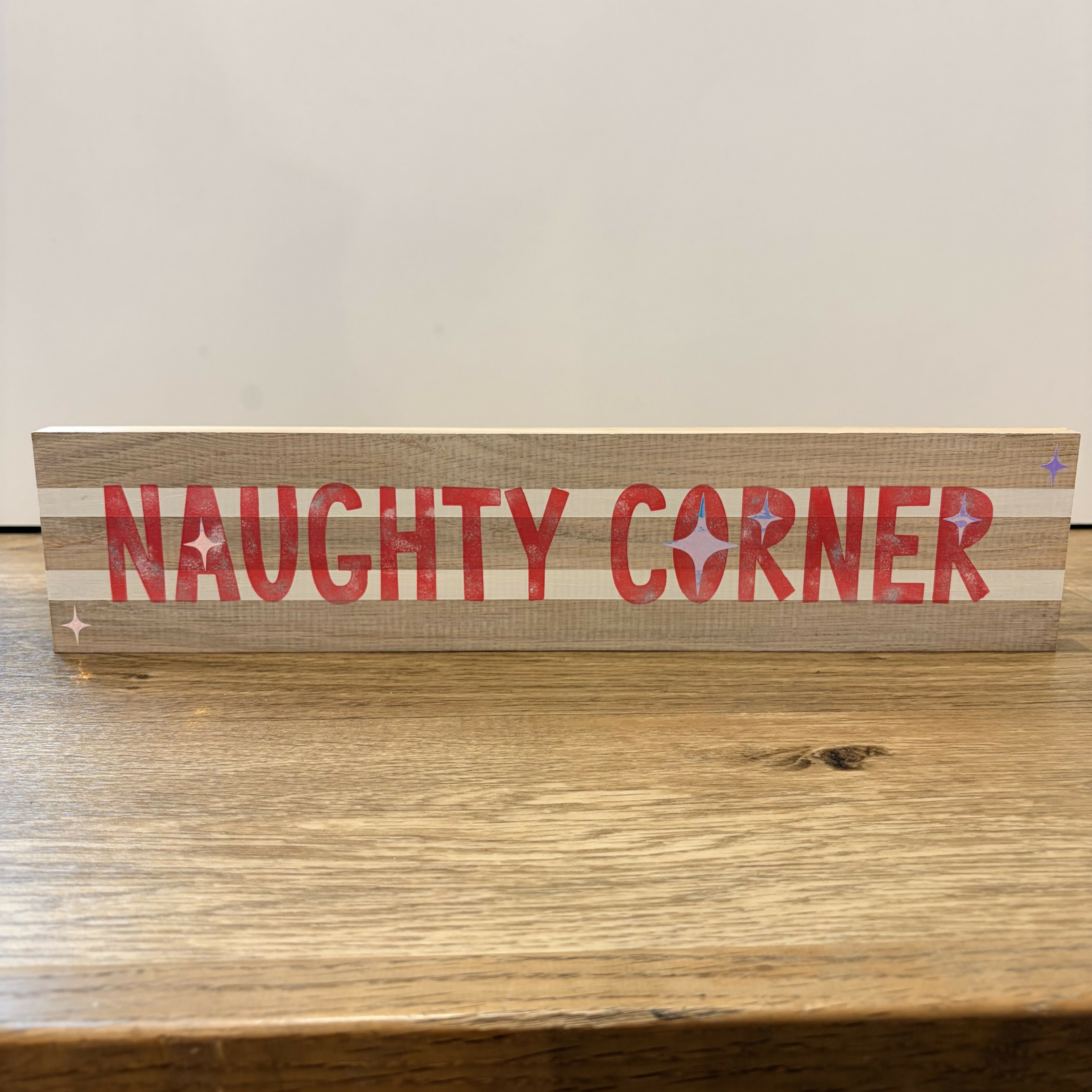 Naughty Corner Solid Oak Wall Sign